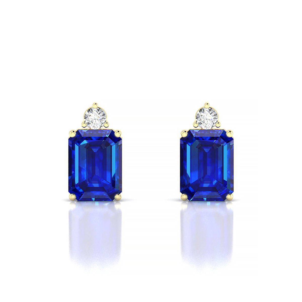 Sparkle | 18k Yellow Gold 8 x 6 mm Emerald Sapphire Earrings