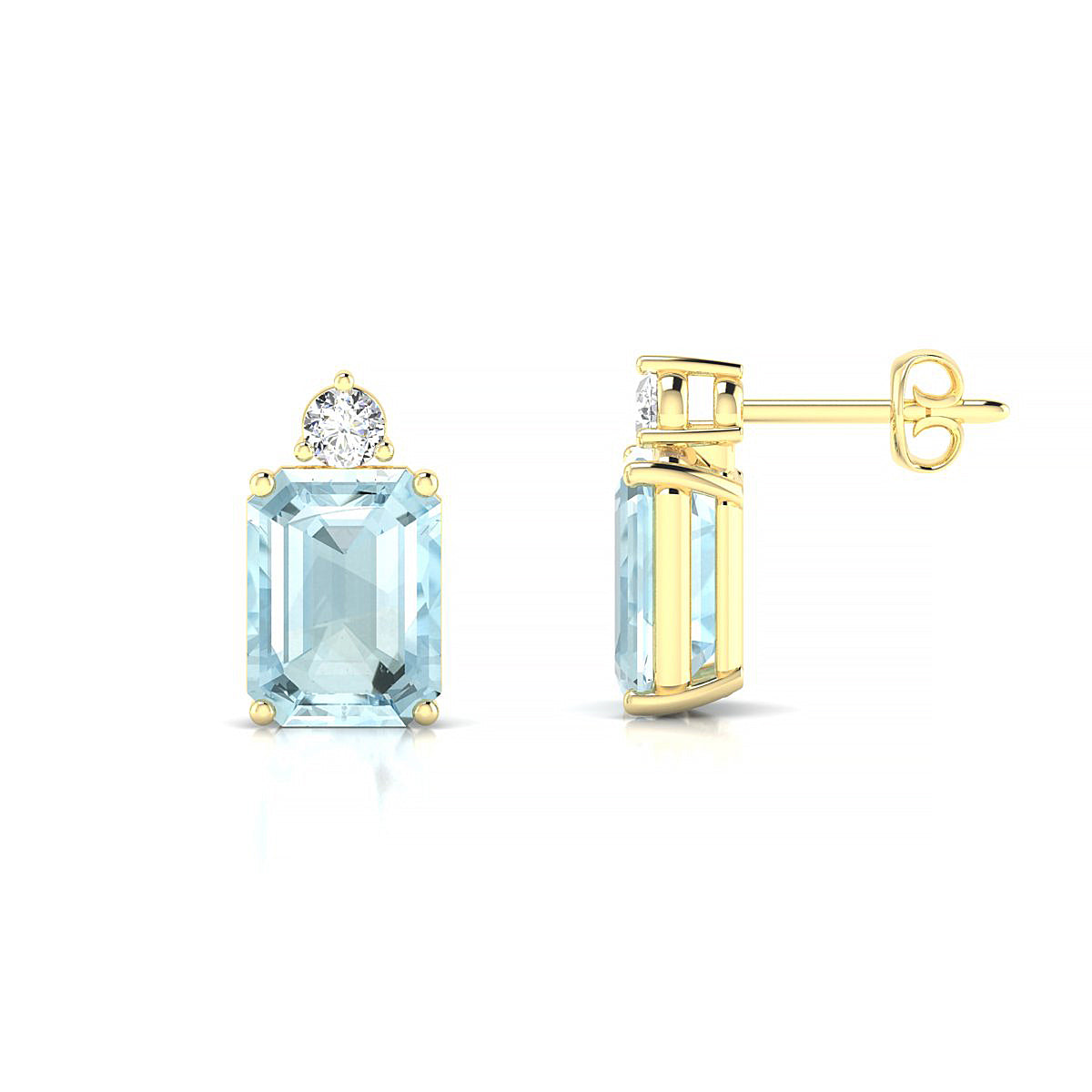 Sparkle | 18k Yellow Gold 8 x 6 mm Emerald Aquamarine Earrings