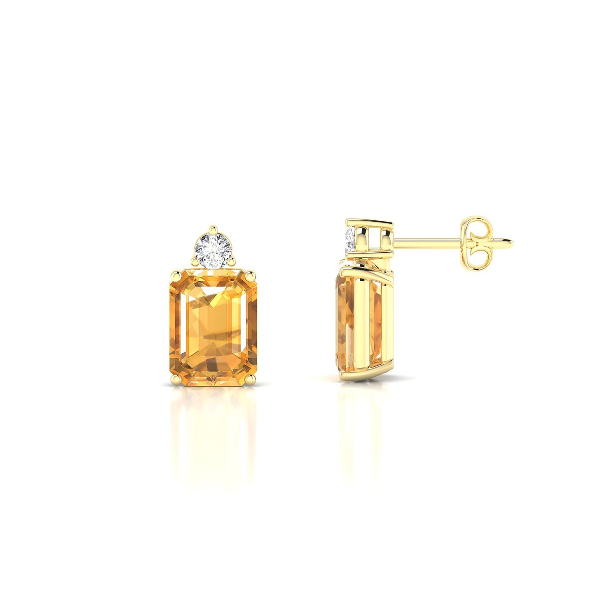 Sparkle | 18k Yellow Gold 8 x 6 mm Emerald Citrine Earrings