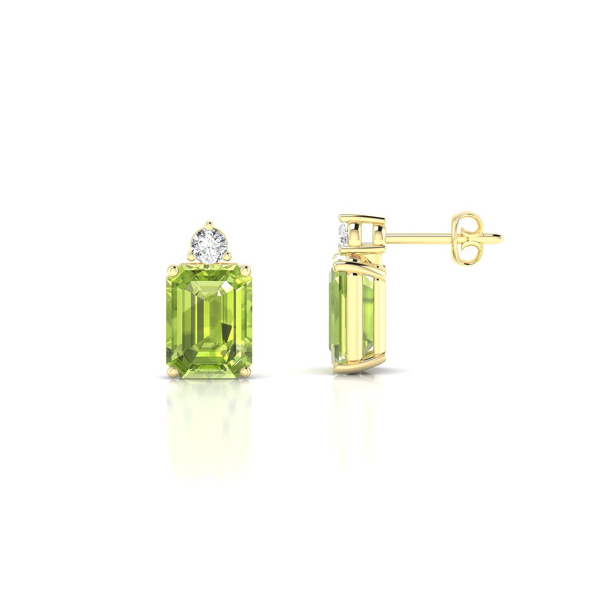 Sparkle | 18k Yellow Gold 8 x 6 mm Emerald Peridot Earrings