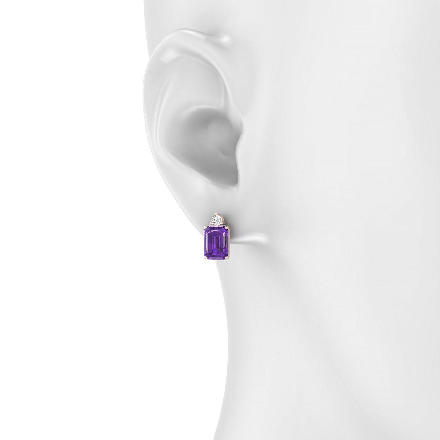 Sparkle | 18k Rose Gold 8 x 6 mm Emerald Amethyst Earrings