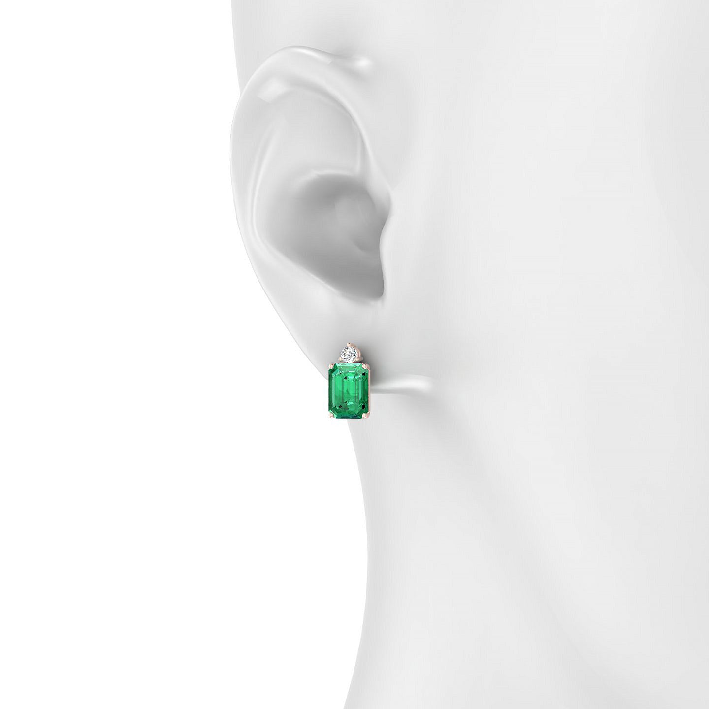 Sparkle | 18k Rose Gold 8 x 6 mm Emerald Emerald Earrings