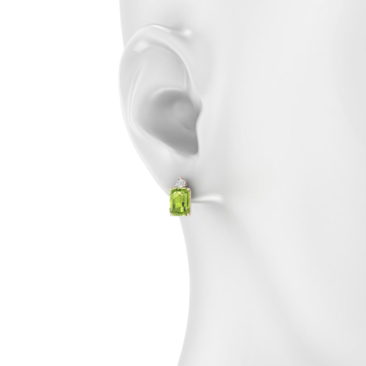Sparkle | 18k Rose Gold 8 x 6 mm Emerald Peridot Earrings