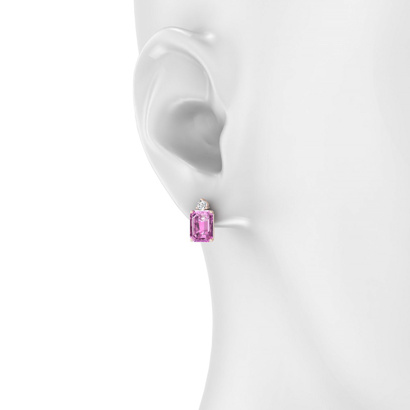 Sparkle | 18k Rose Gold 8 x 6 mm Emerald Pink Sapphire Earrings