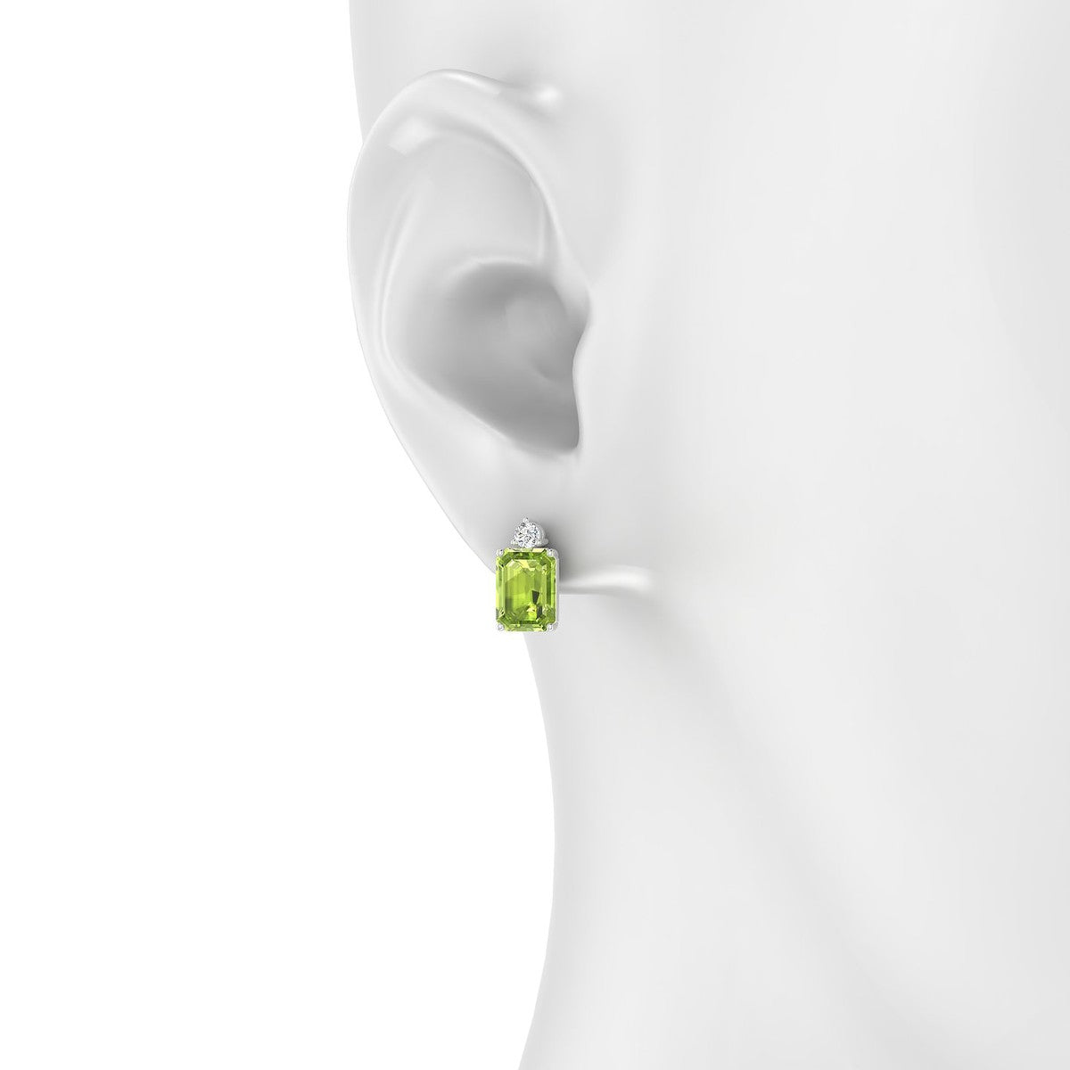 Sparkle | 18k White Gold 8 x 6 mm Emerald Peridot Earrings