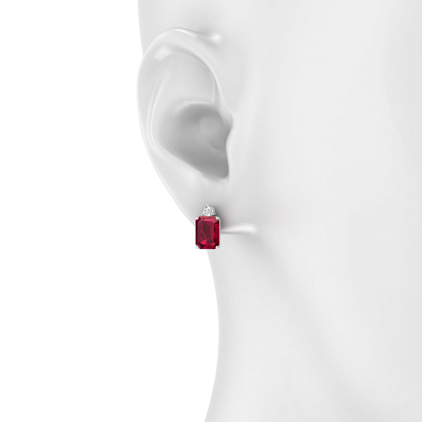 Sparkle | 18k White Gold 8 x 6 mm Emerald Ruby Earrings