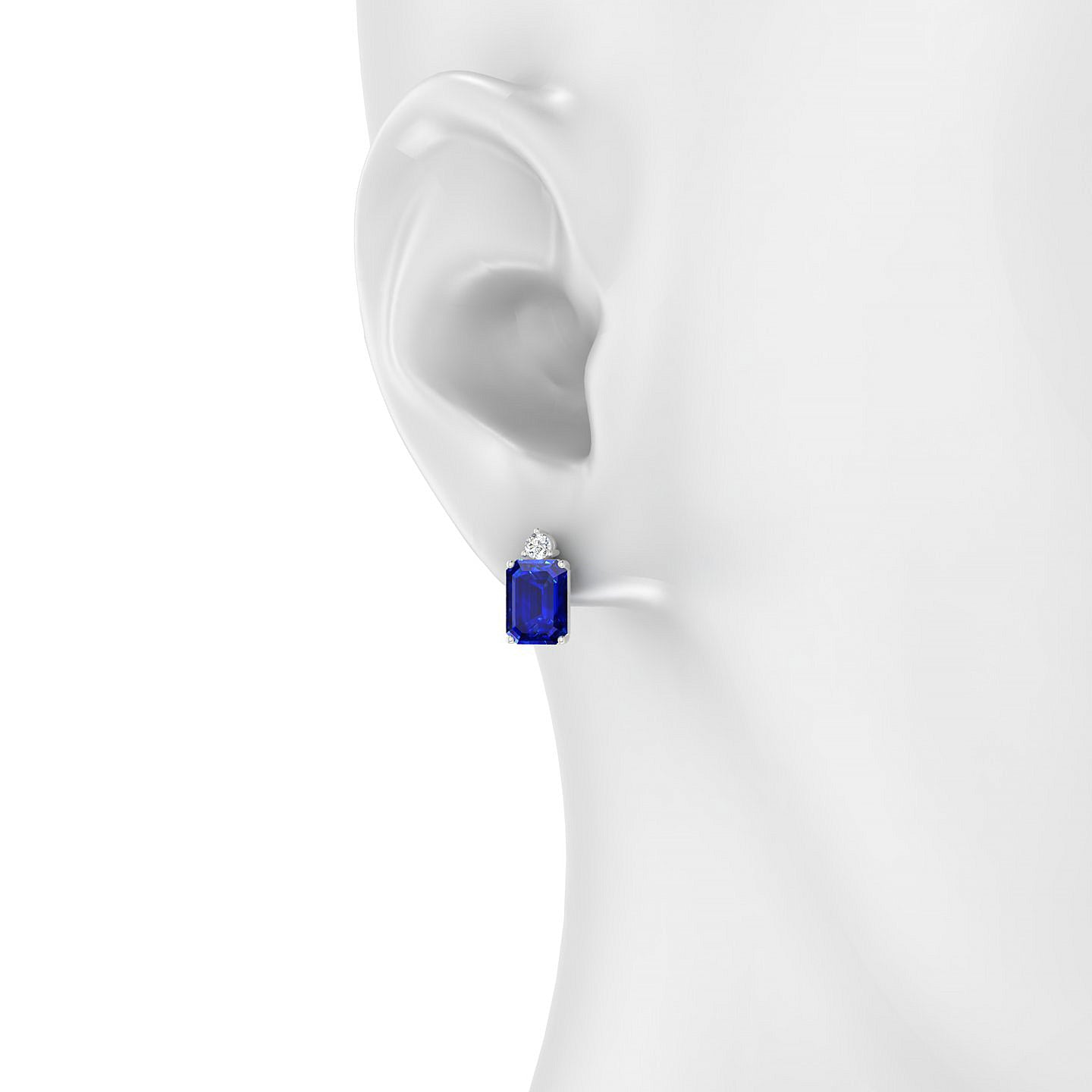 Sparkle | 18k White Gold 8 x 6 mm Emerald Sapphire Earrings