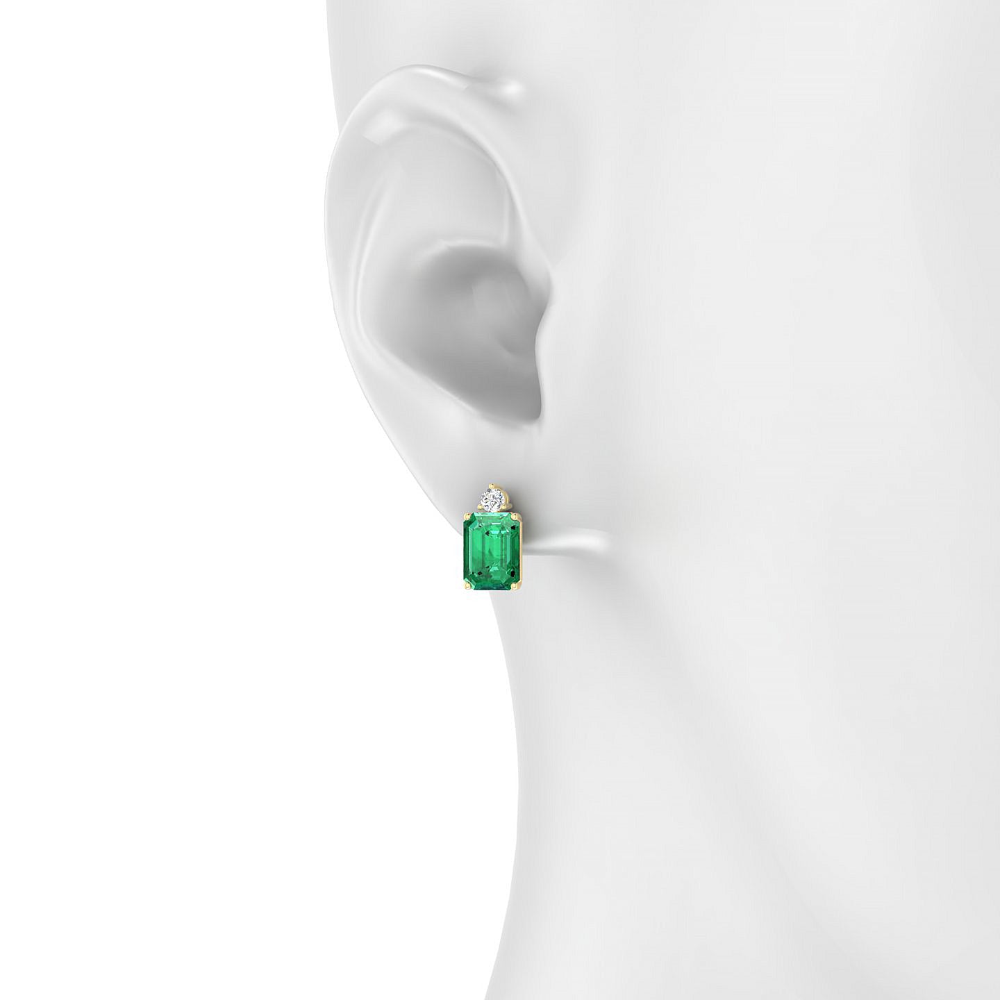 Sparkle | 18k Yellow Gold 8 x 6 mm Emerald Emerald Earrings