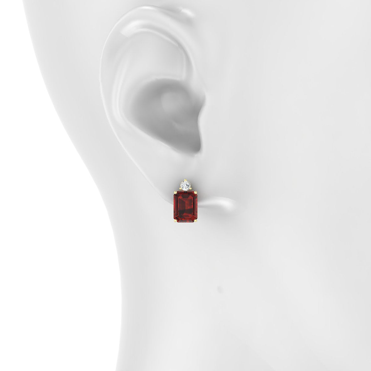Sparkle | 18k Yellow Gold 8 x 6 mm Emerald Garnet Earrings