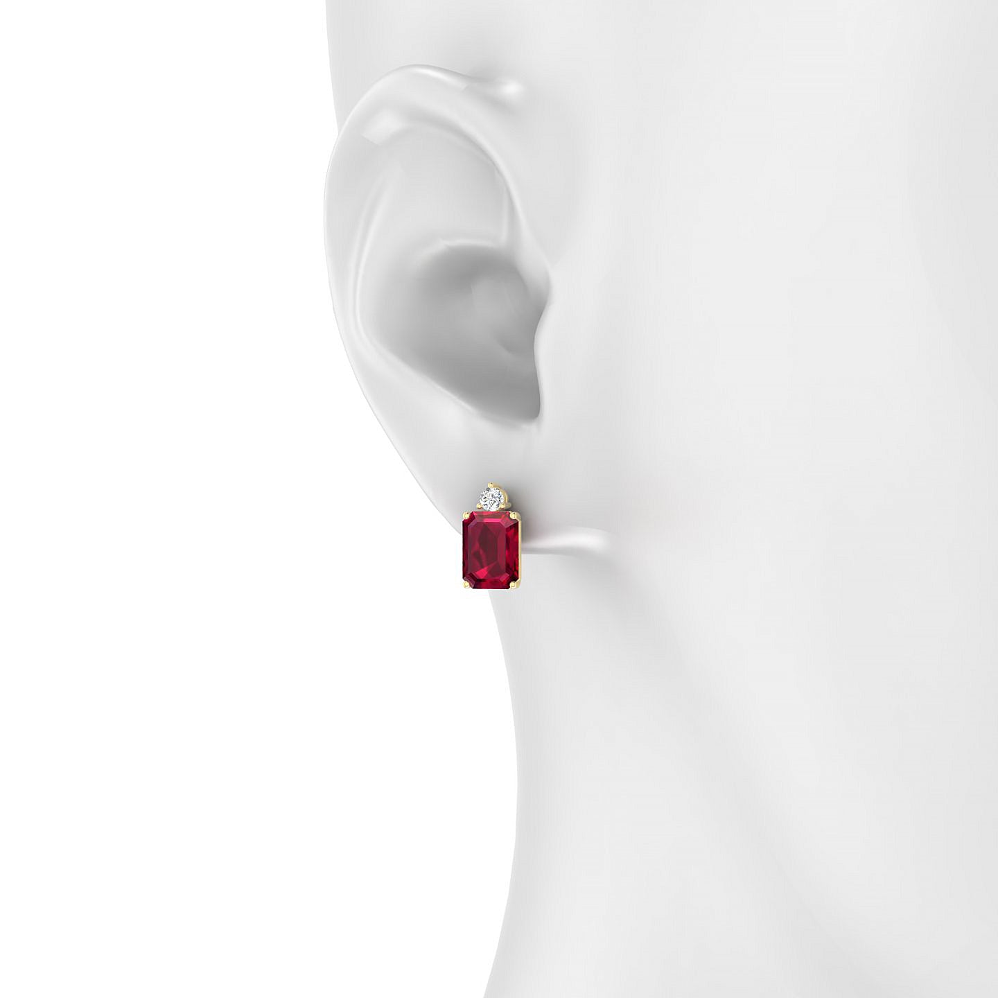 Sparkle | 18k Yellow Gold 8 x 6 mm Emerald Ruby Earrings