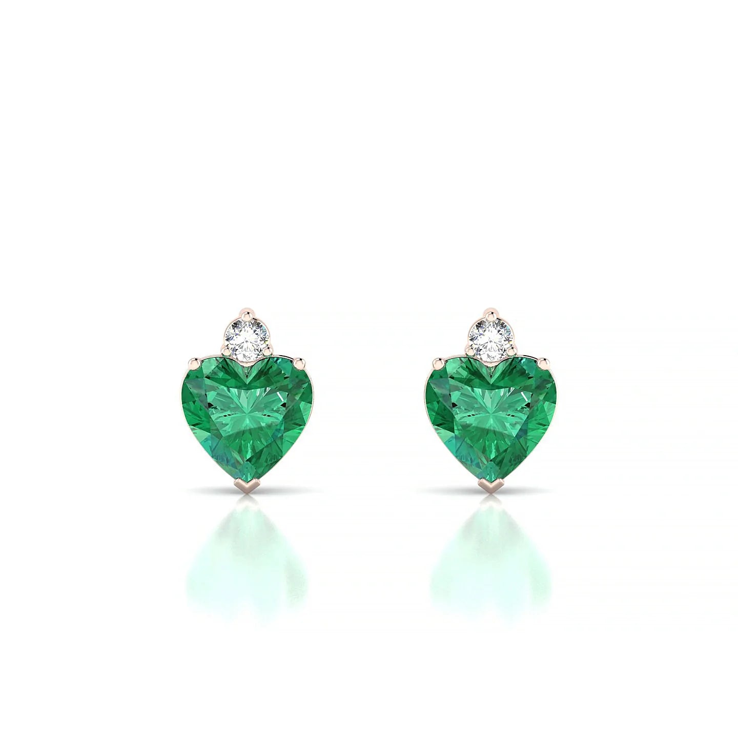 Sparkle | 18k Rose Gold 5.5 mm Heart Emerald Earrings