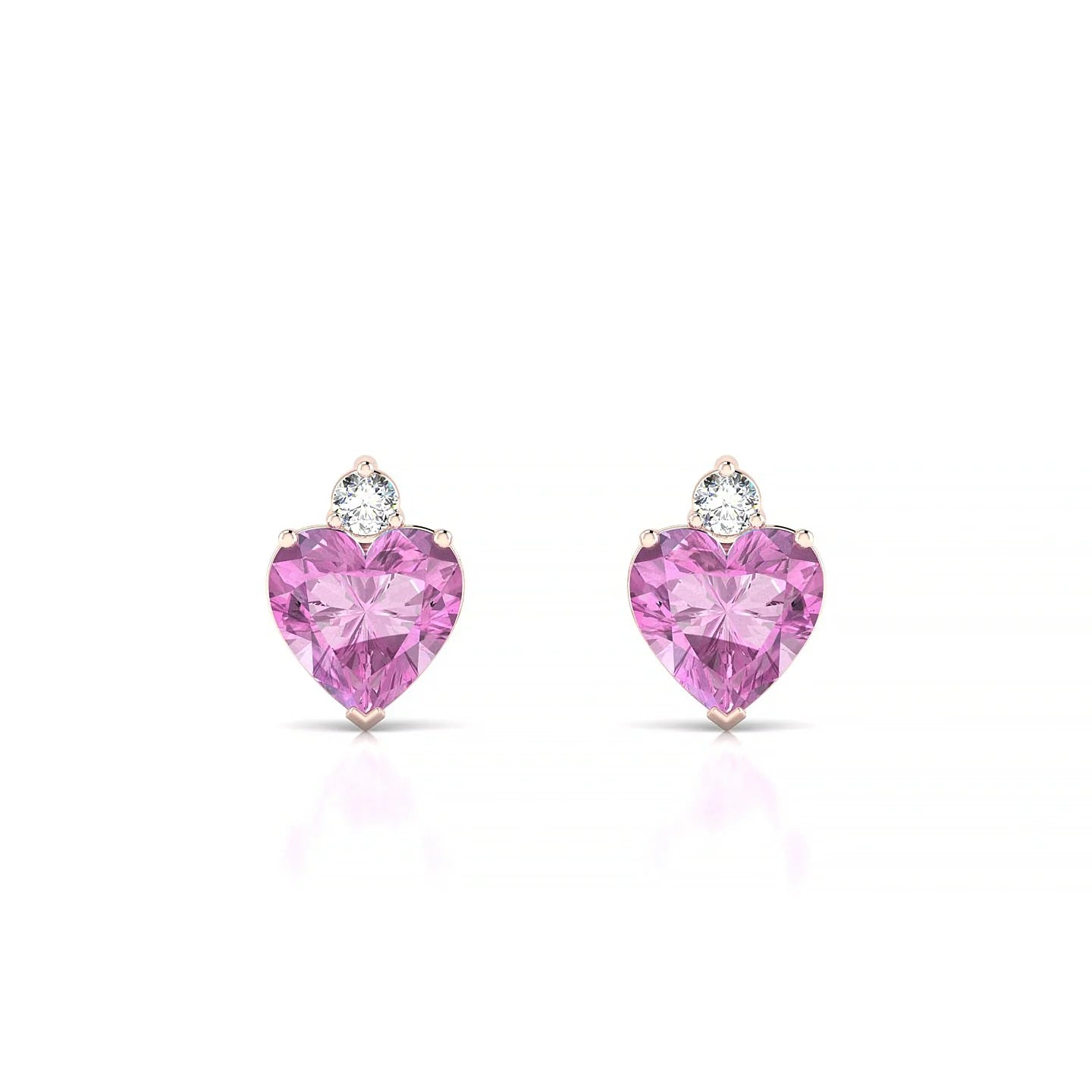 Sparkle | 18k Rose Gold 5.5 mm Heart Pink Sapphire Earrings