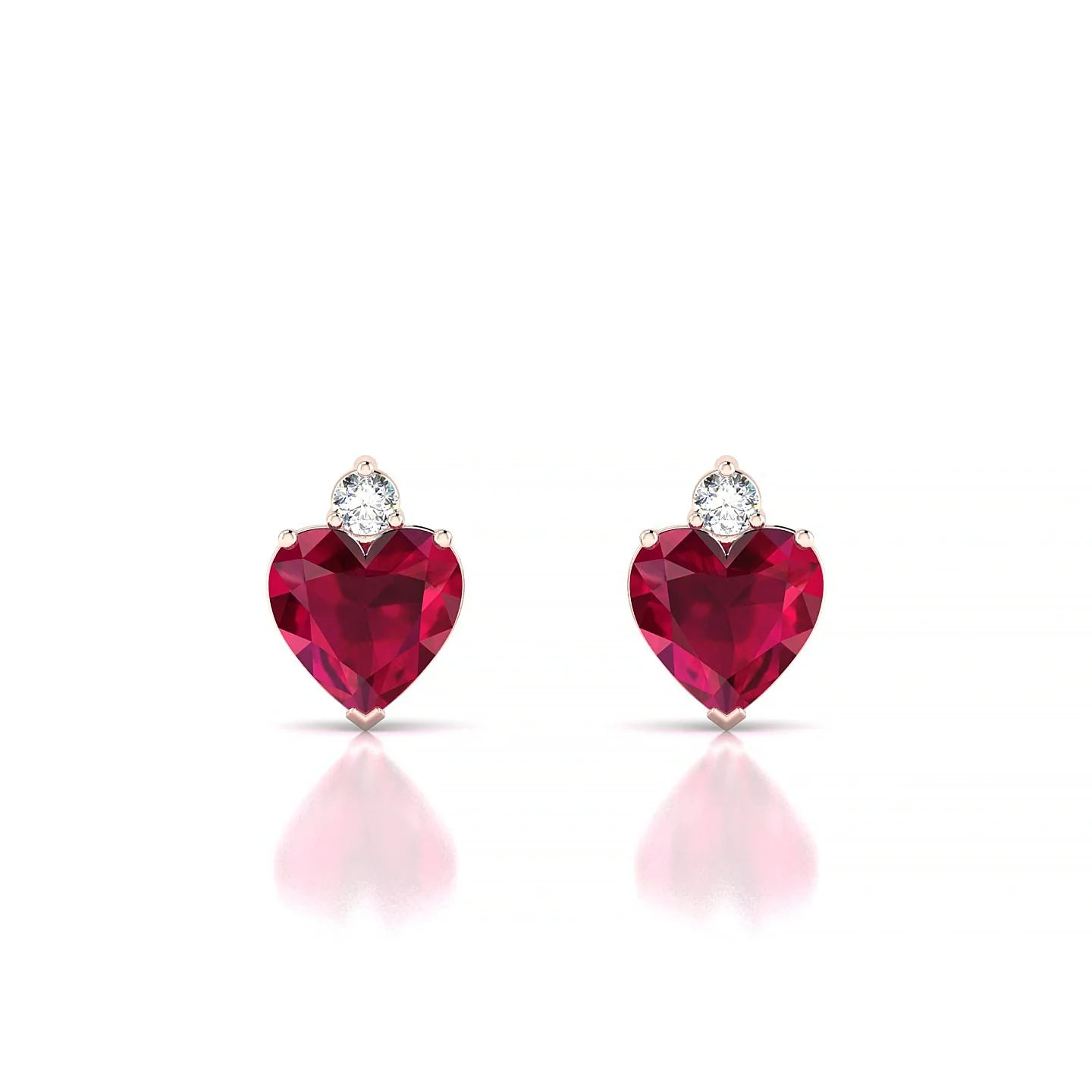 Sparkle | 18k Rose Gold 5.5 mm Heart Ruby Earrings