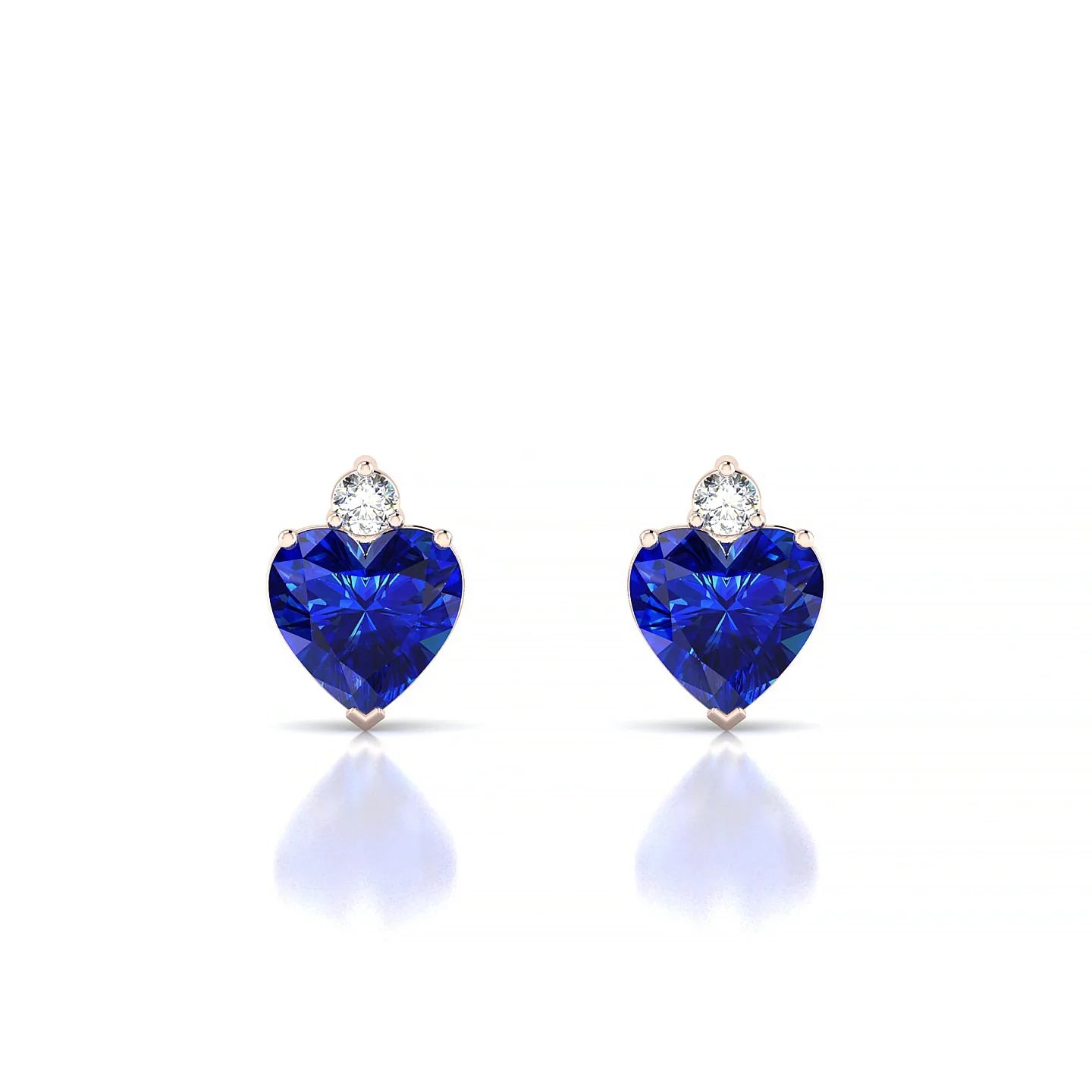 Sparkle | 18k Rose Gold 5.5 mm Heart Sapphire Earrings