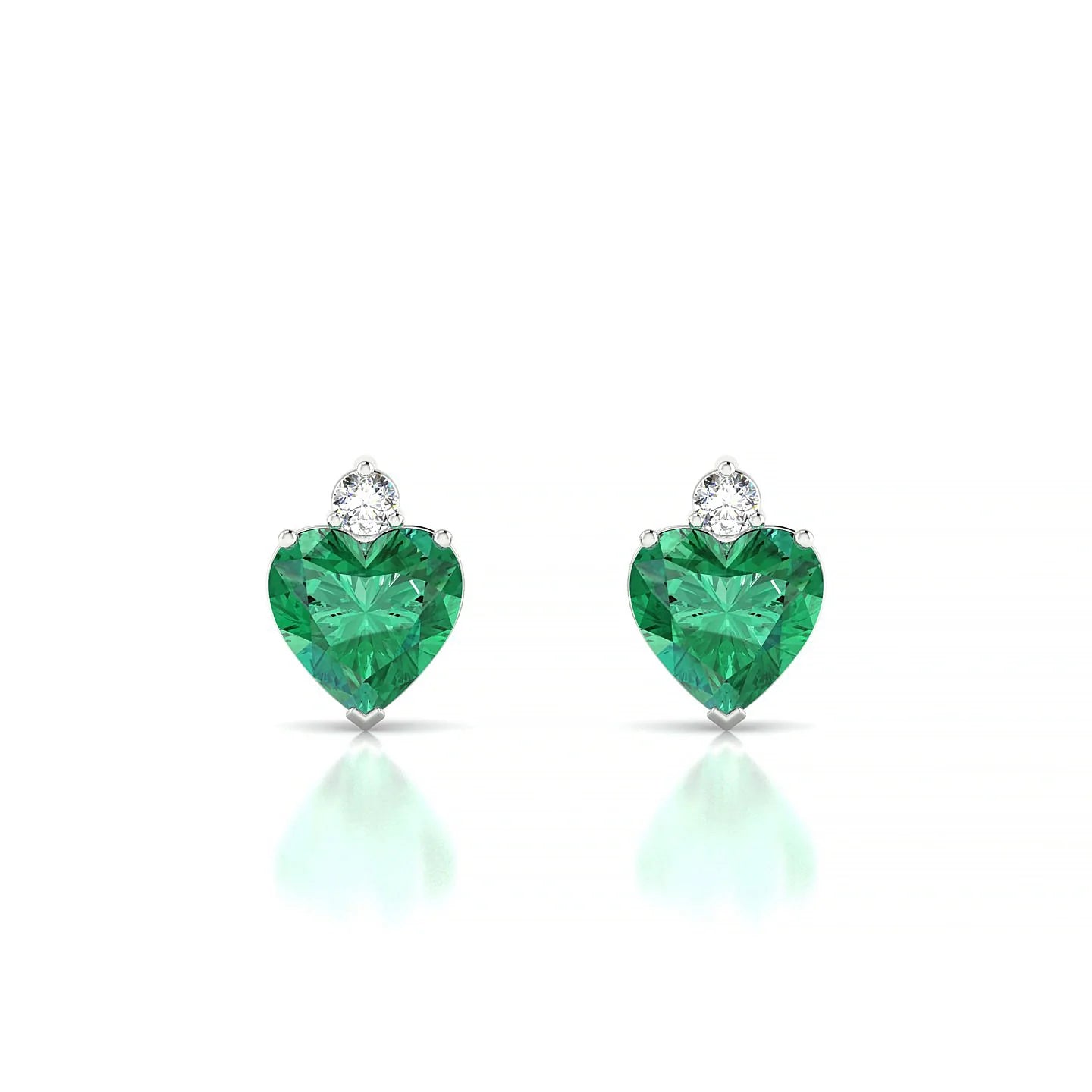 Sparkle | 18k White Gold 5.5 mm Heart Emerald Earrings