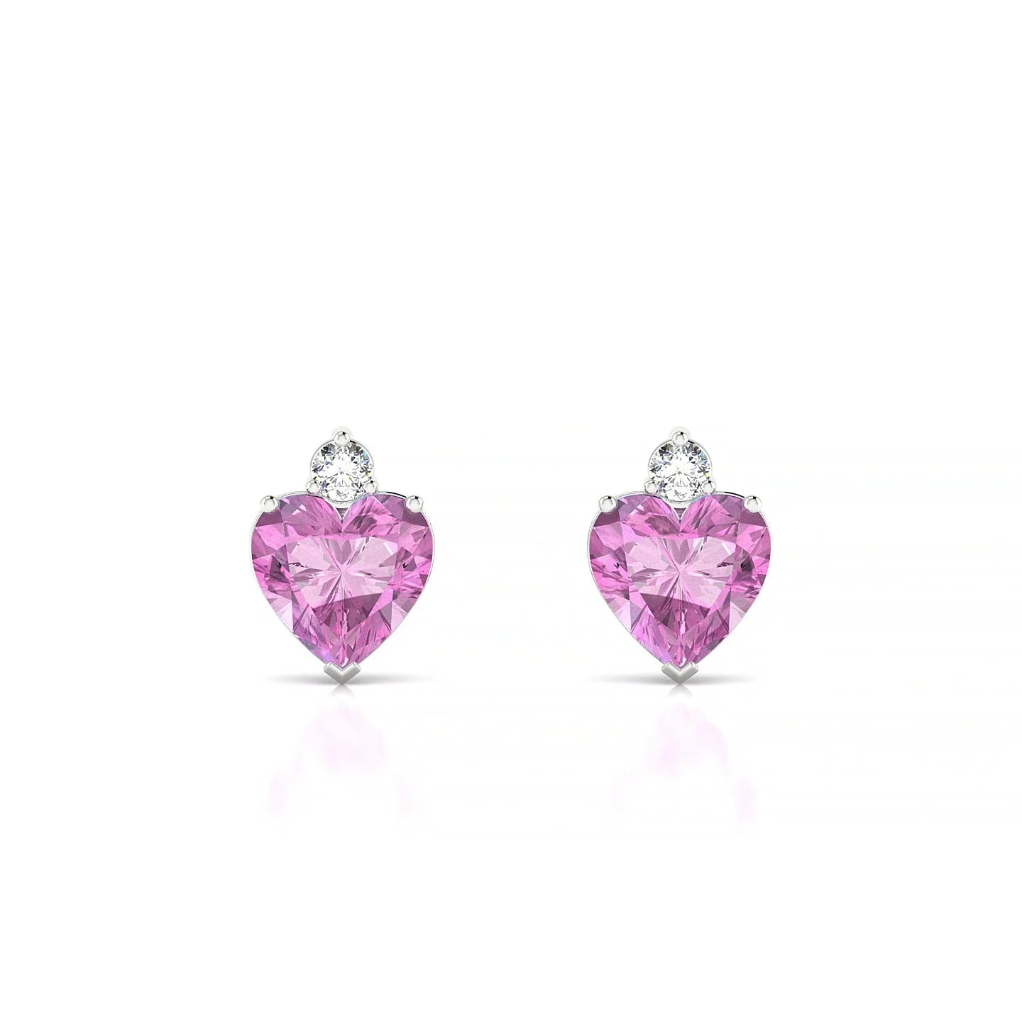 Sparkle | 18k White Gold 5.5 mm Heart Pink Sapphire Earrings