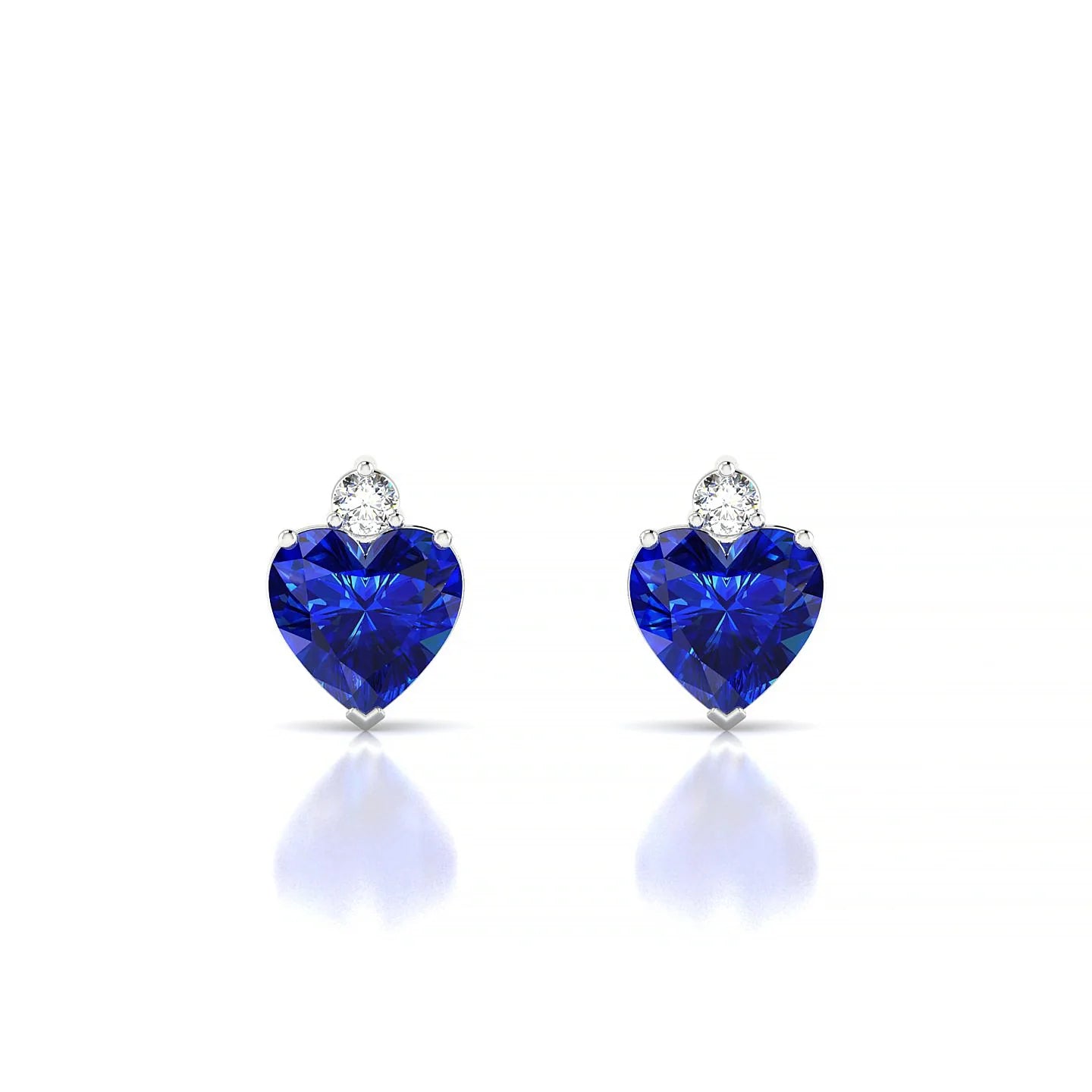 Sparkle | 18k White Gold 5.5 mm Heart Sapphire Earrings