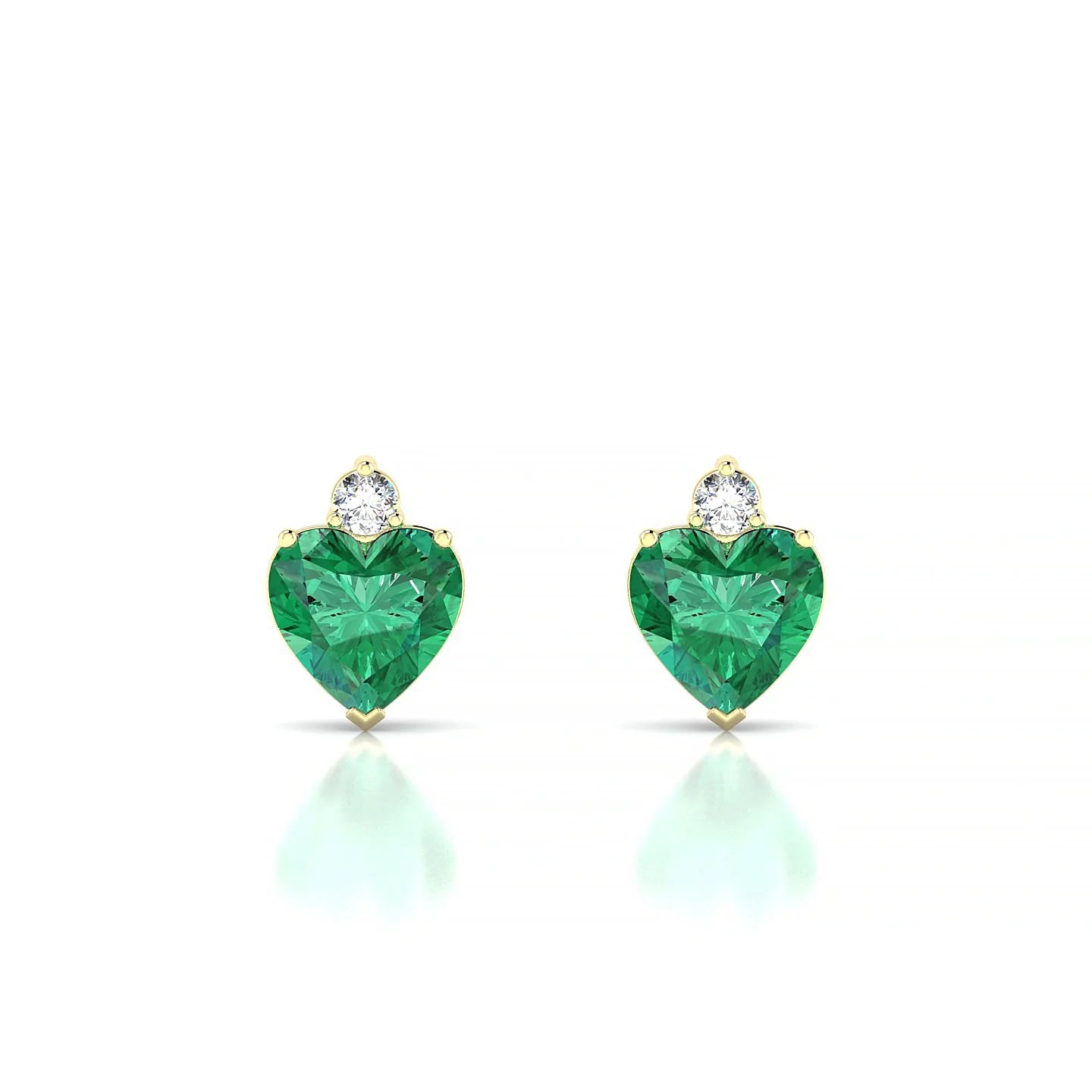 Sparkle | 18k Yellow Gold 5.5 mm Heart Emerald Earrings