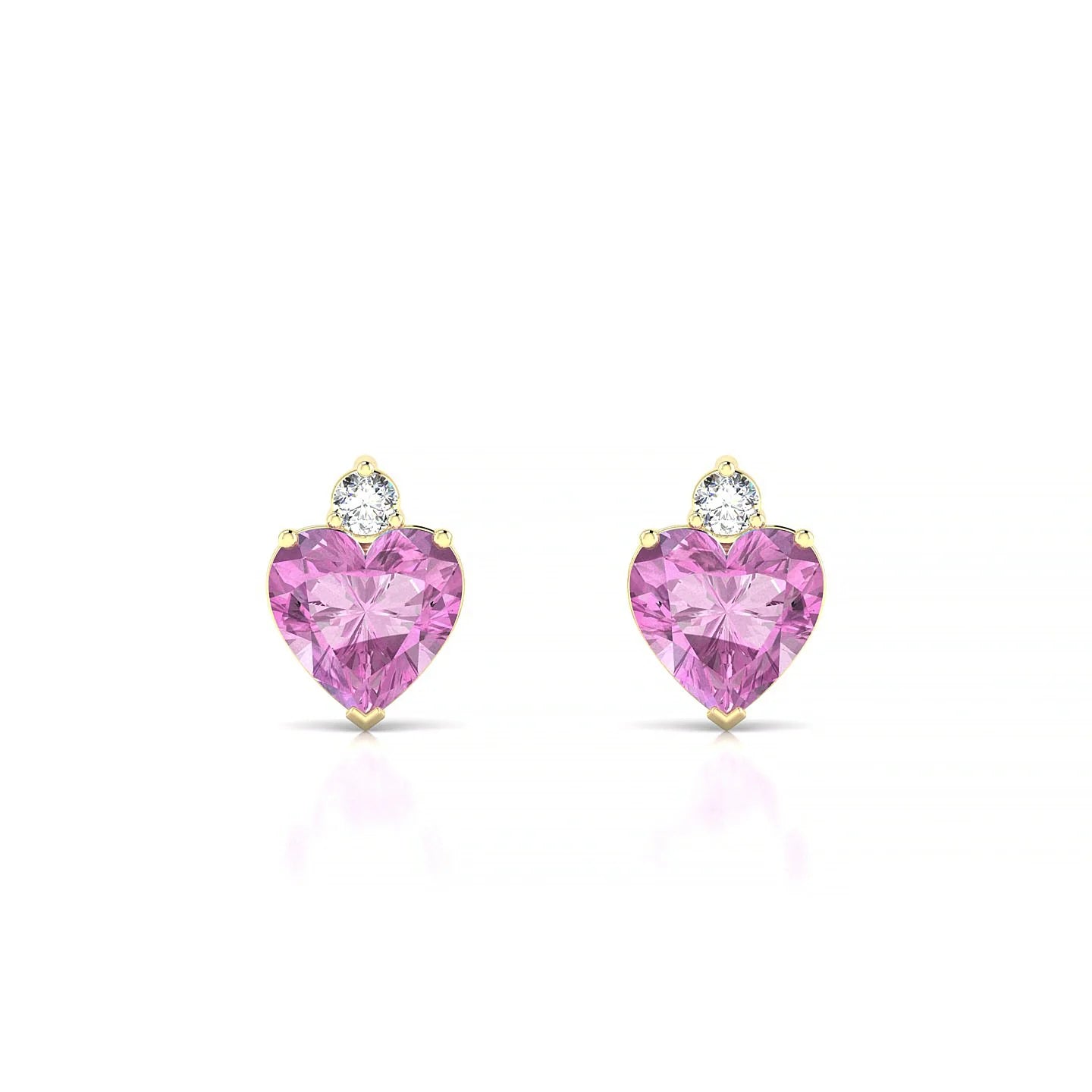Sparkle | 18k Yellow Gold 5.5 mm Heart Pink Sapphire Earrings