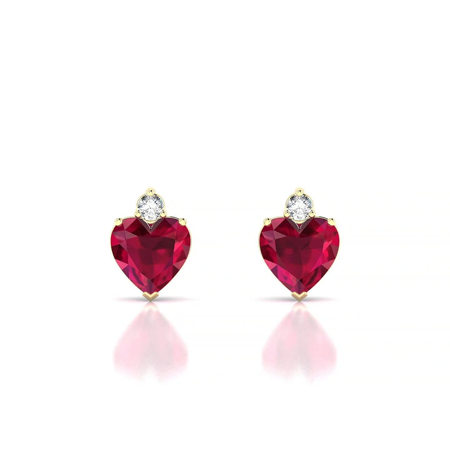 Sparkle | 18k Yellow Gold 5.5 mm Heart Ruby Earrings