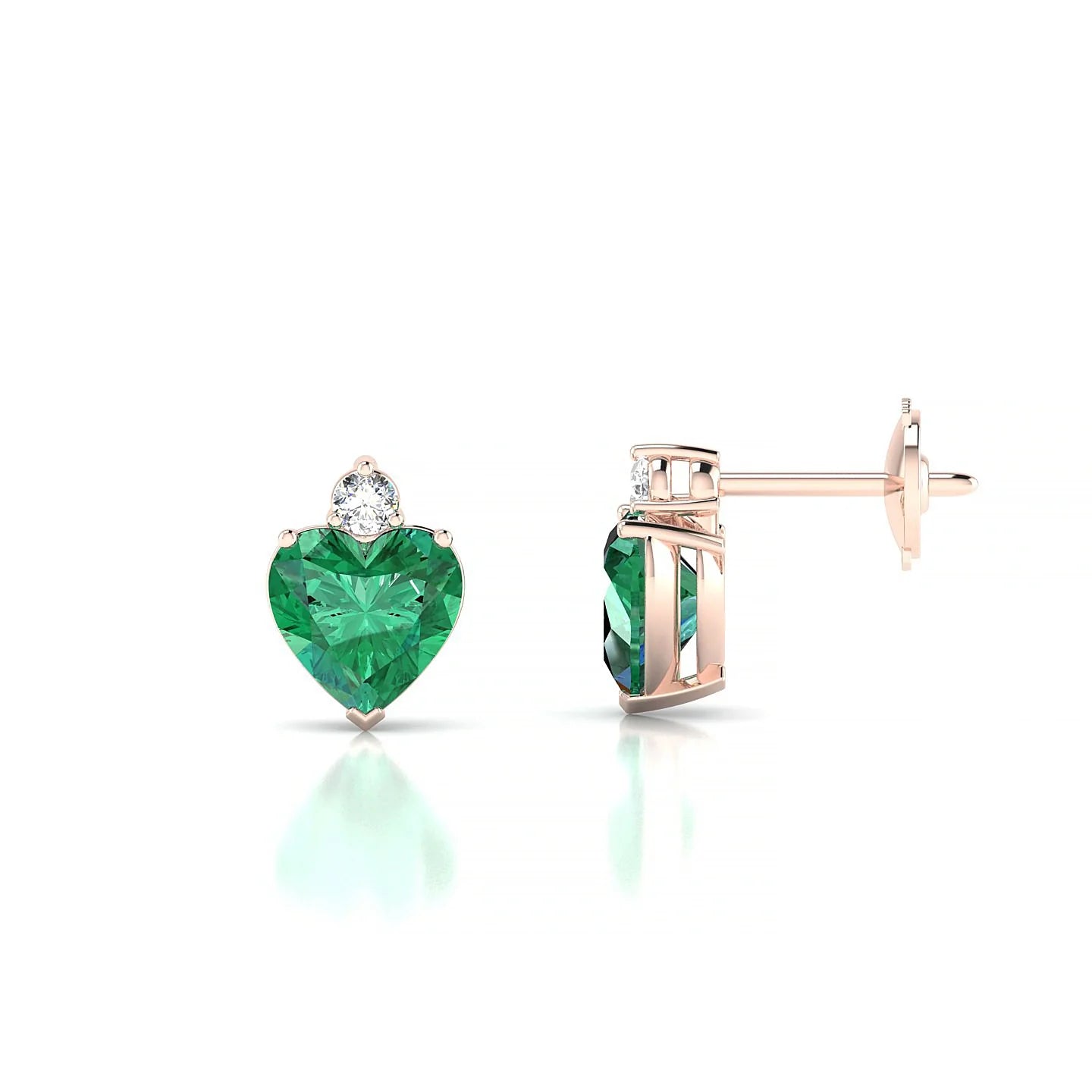 Sparkle | 18k Rose Gold 5.5 mm Heart Emerald Earrings