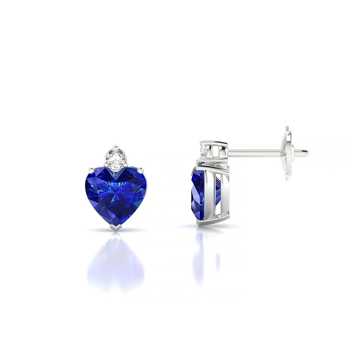Sparkle | 18k White Gold 5.5 mm Heart Sapphire Earrings