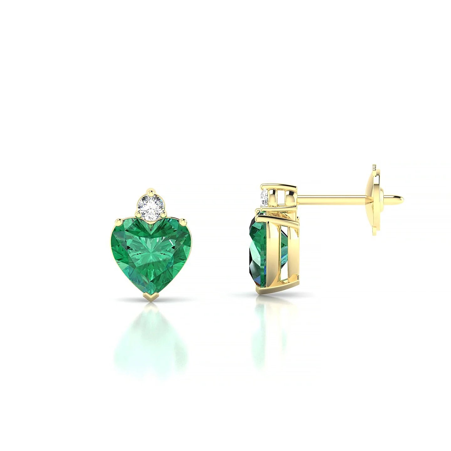 Sparkle | 18k Yellow Gold 5.5 mm Heart Emerald Earrings