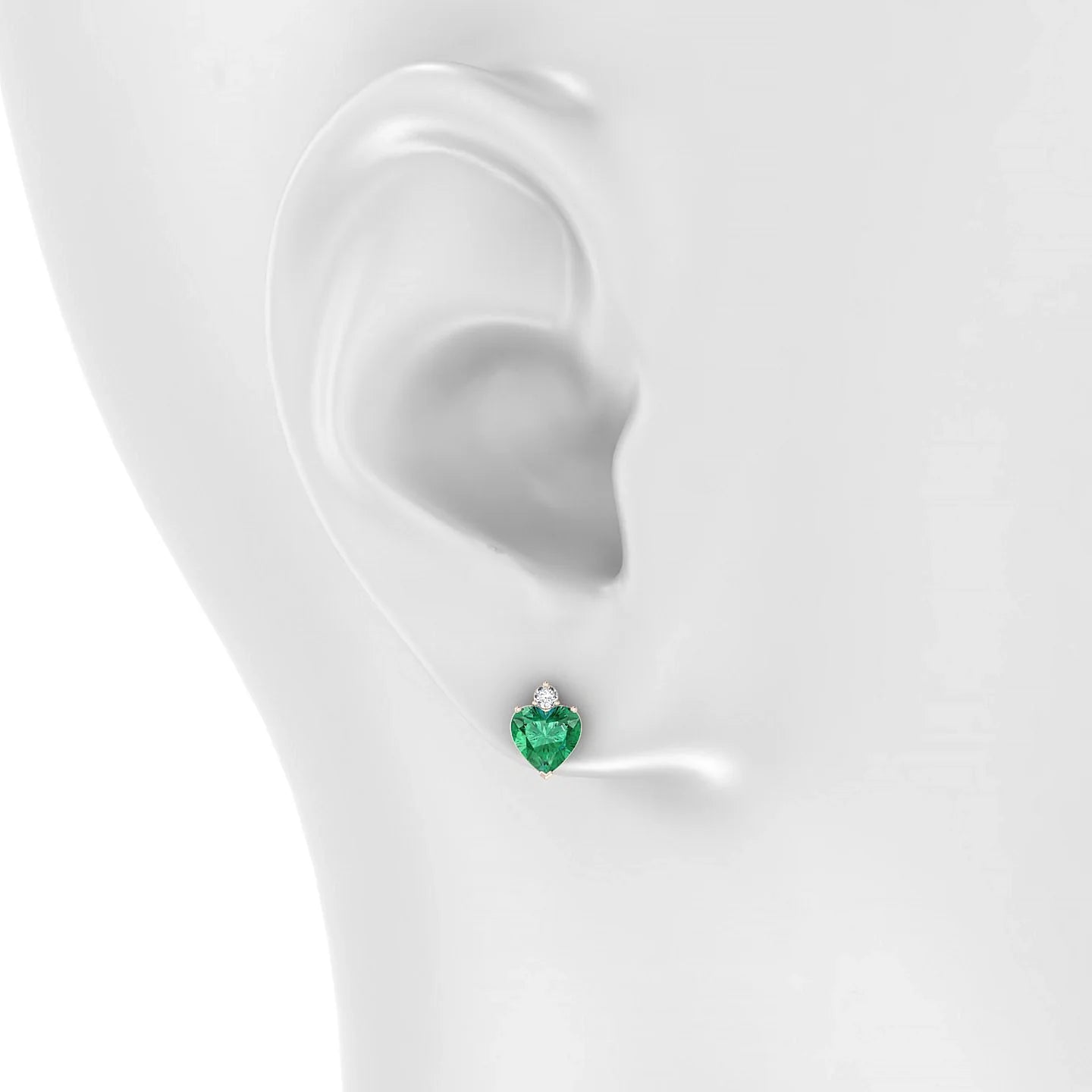 Sparkle | 18k Rose Gold 5.5 mm Heart Emerald Earrings