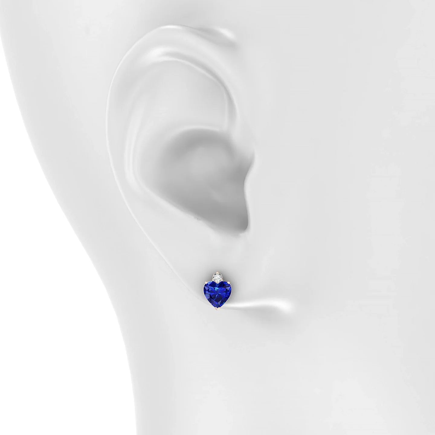Sparkle | 18k Rose Gold 5.5 mm Heart Sapphire Earrings