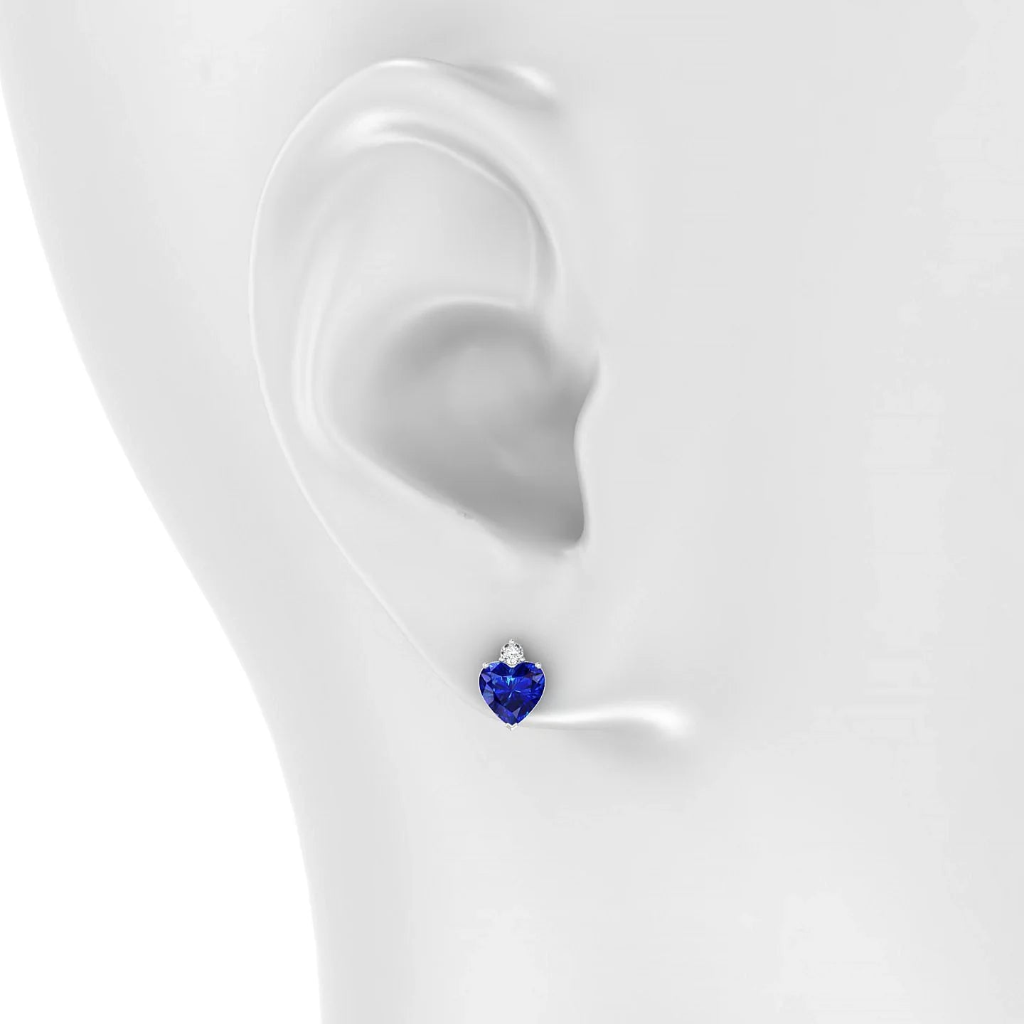Sparkle | 18k White Gold 5.5 mm Heart Sapphire Earrings