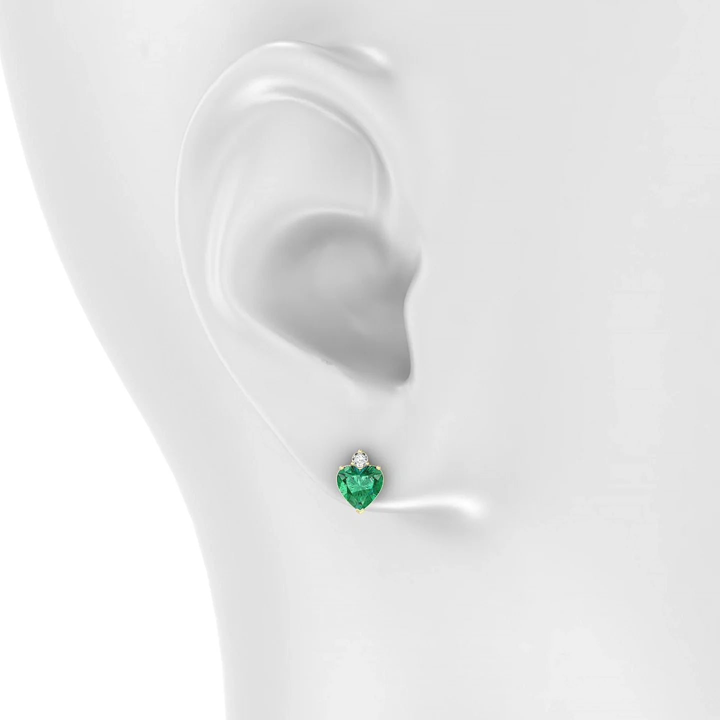 Sparkle | 18k Yellow Gold 5.5 mm Heart Emerald Earrings