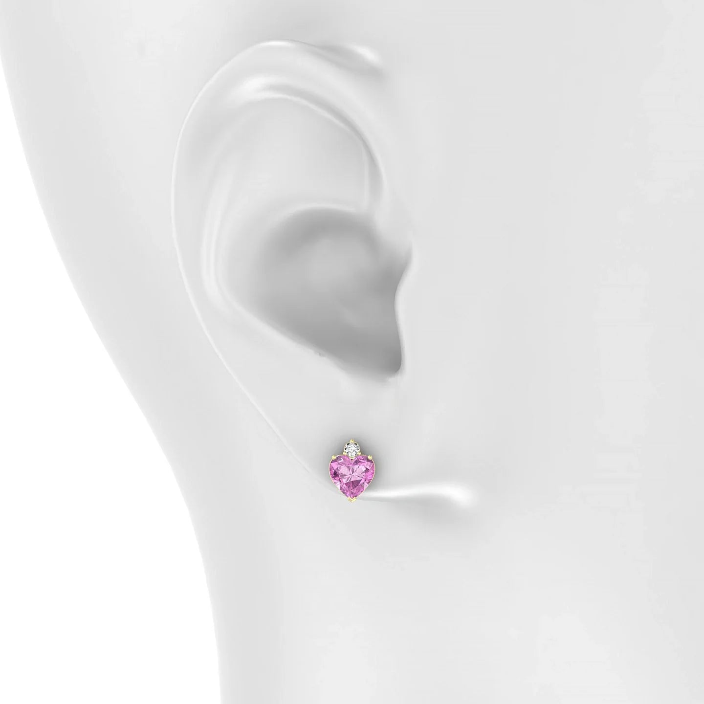 Sparkle | 18k Yellow Gold 5.5 mm Heart Pink Sapphire Earrings