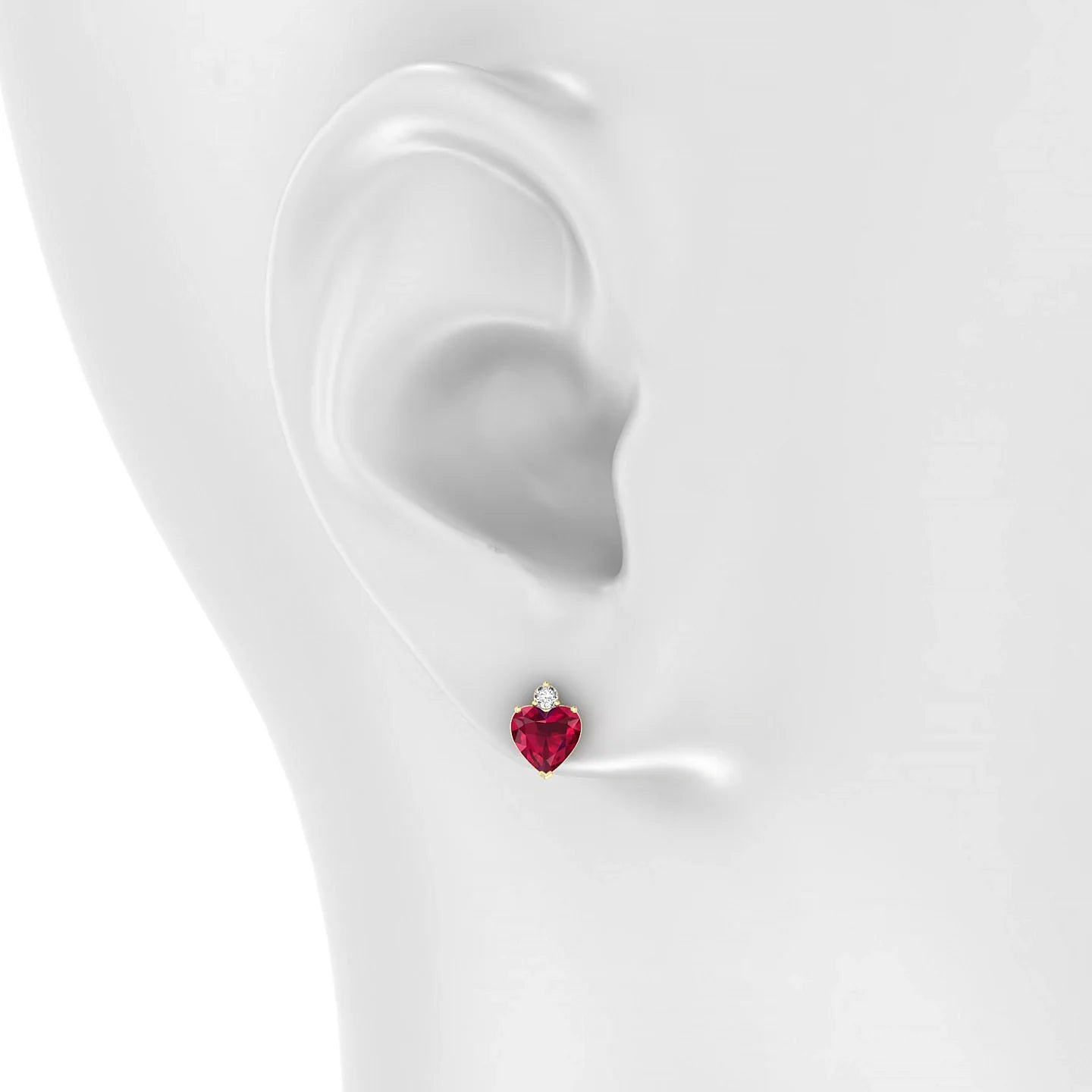 Sparkle | 18k Yellow Gold 5.5 mm Heart Ruby Earrings