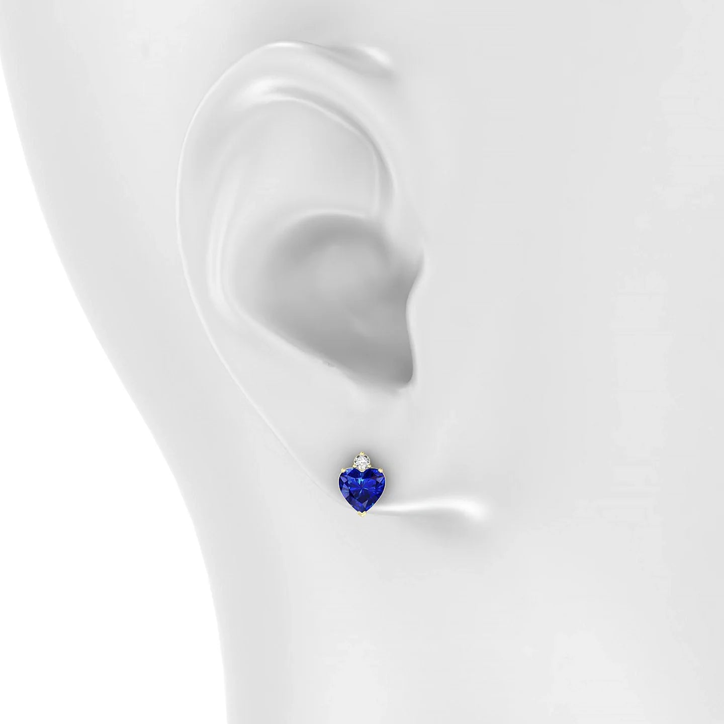Sparkle | 18k Yellow Gold 5.5 mm Heart Sapphire Earrings
