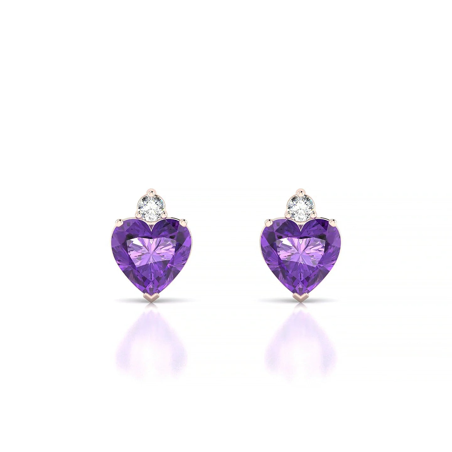 Sparkle | 18k Rose Gold 6 mm Heart Amethyst Earrings