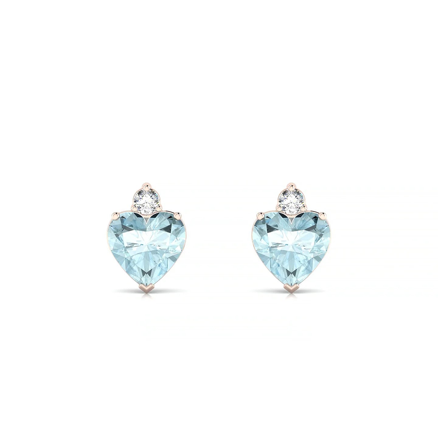 Sparkle | 18k Rose Gold 6 mm Heart Aquamarine Earrings