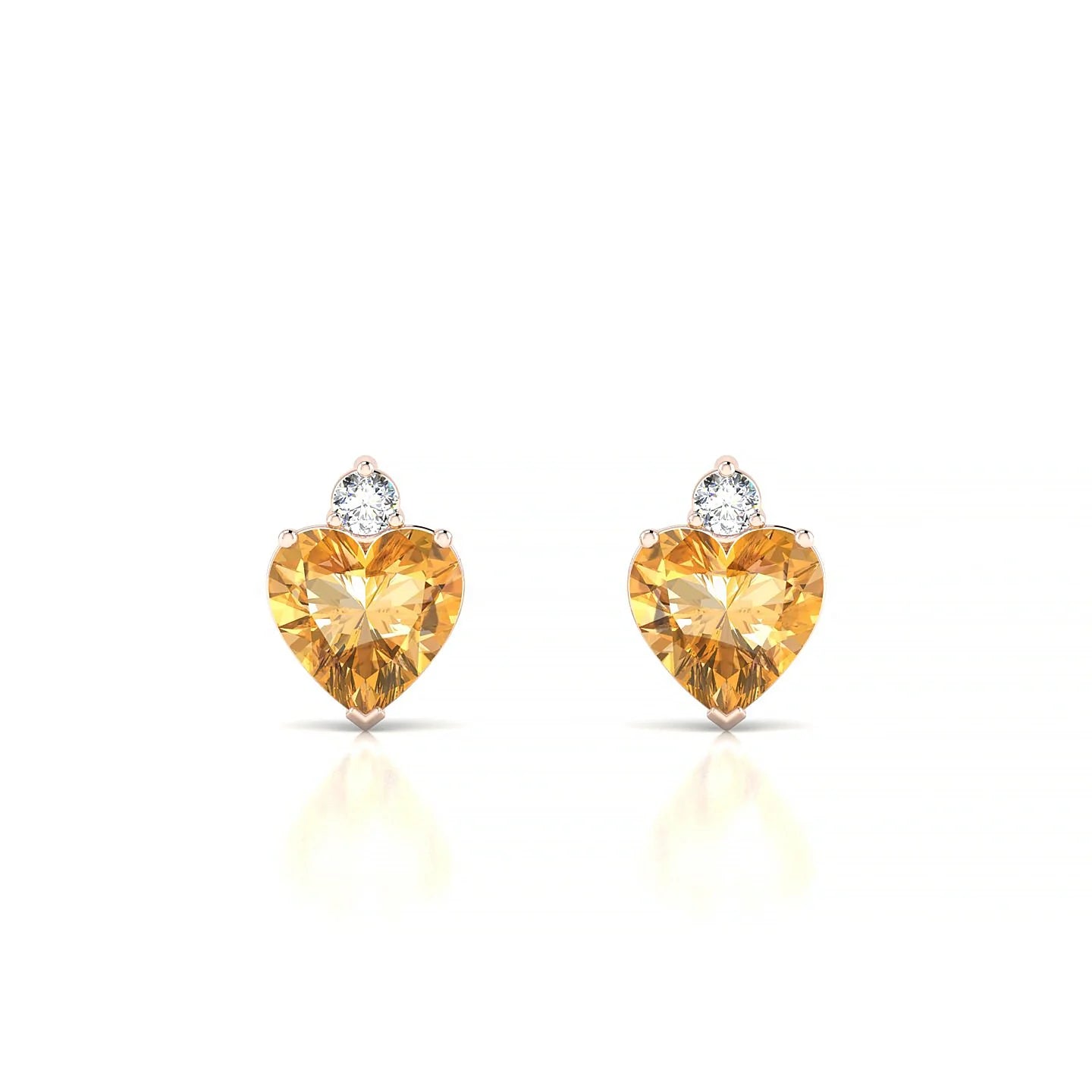 Sparkle | 18k Rose Gold 6 mm Heart Citrine Earrings
