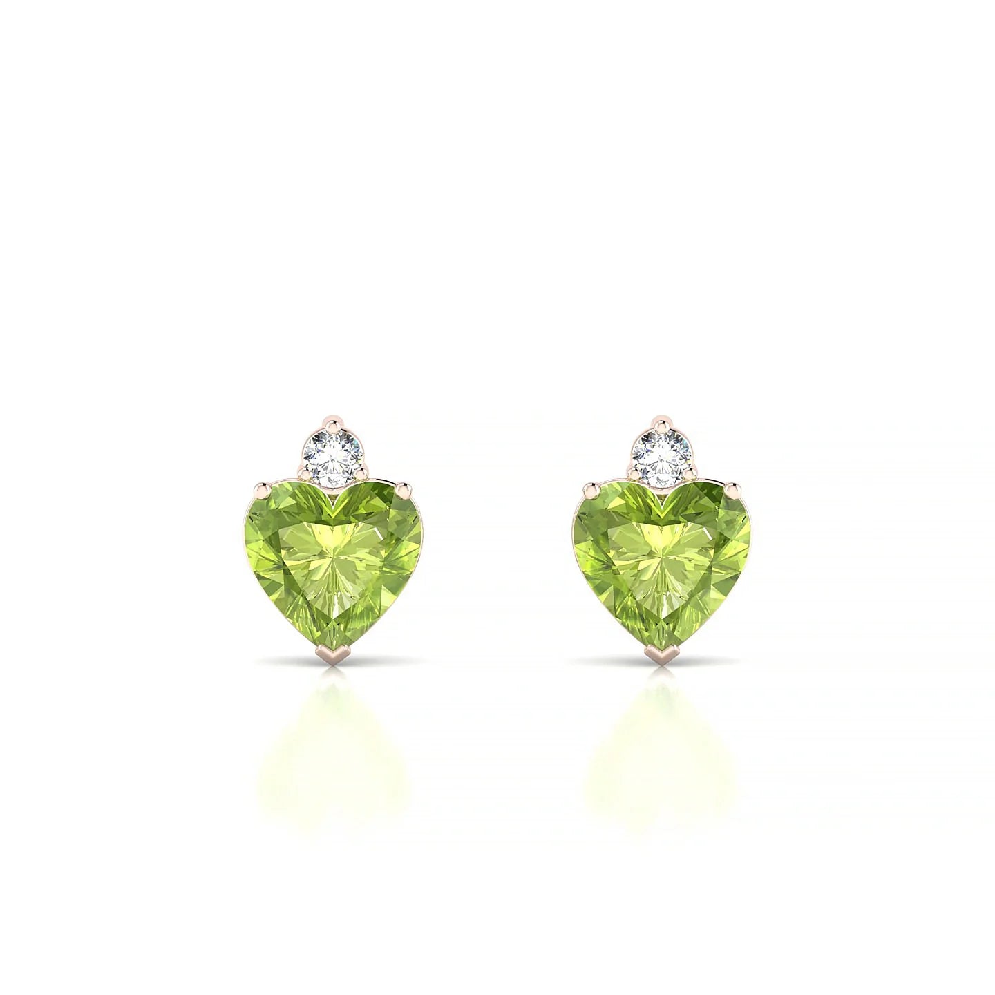 Sparkle | 18k Rose Gold 6 mm Heart Peridot Earrings