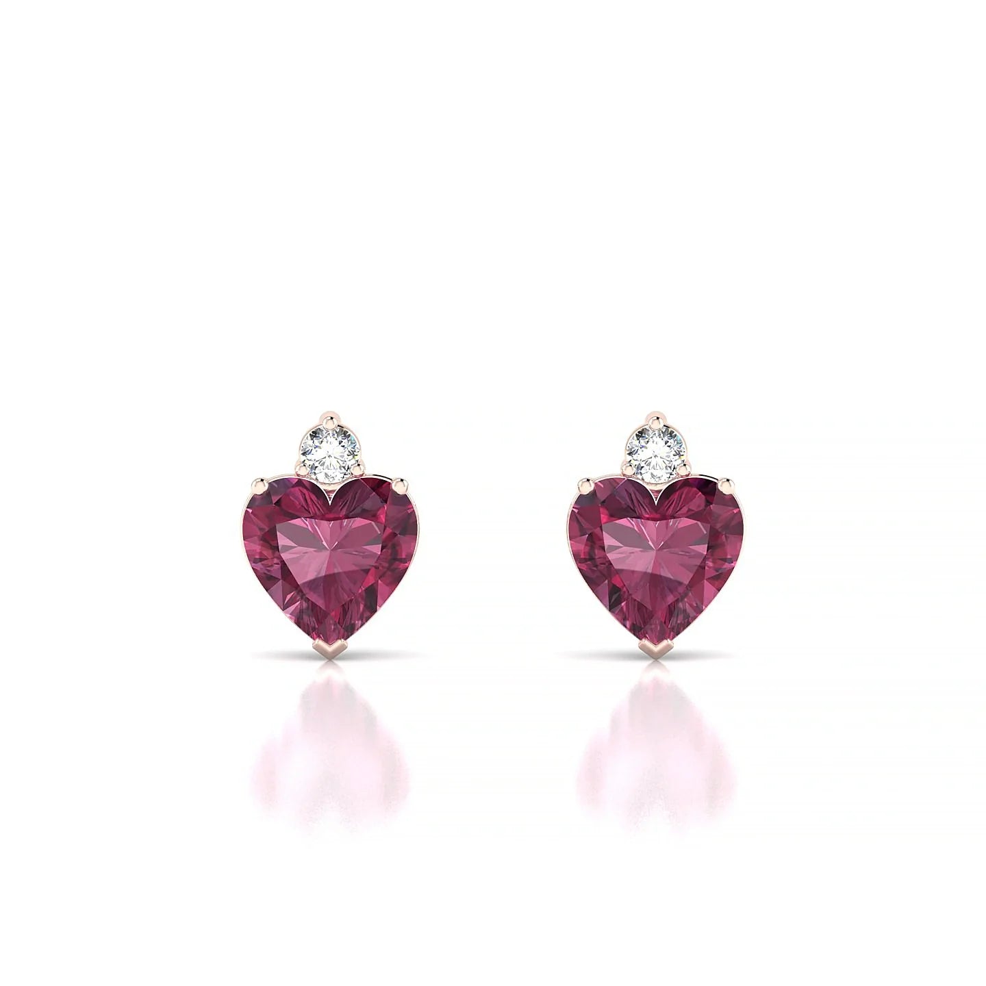 Sparkle | 18k Rose Gold 6 mm Heart Rhodolite Earrings