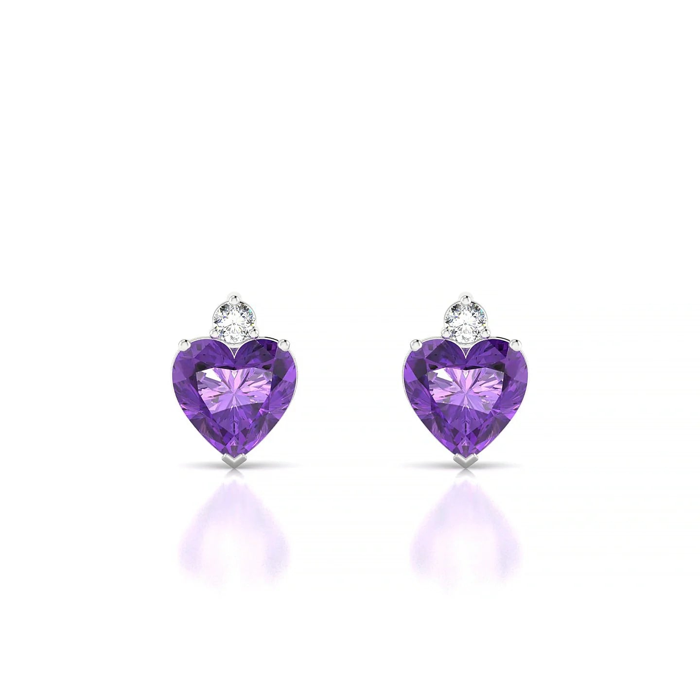 Sparkle | 18k White Gold 6 mm Heart Amethyst Earrings