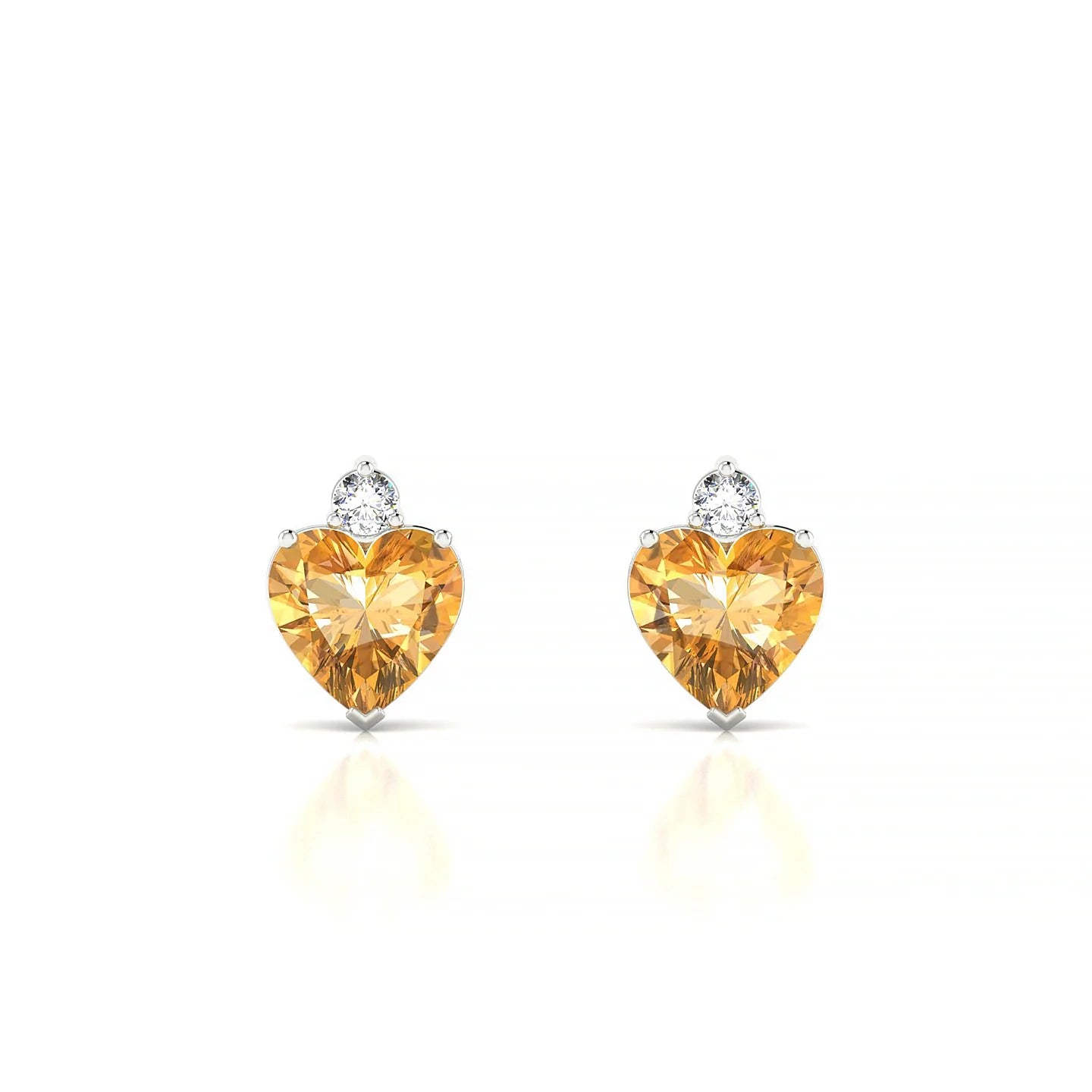 Sparkle | 18k White Gold 6 mm Heart Citrine Earrings