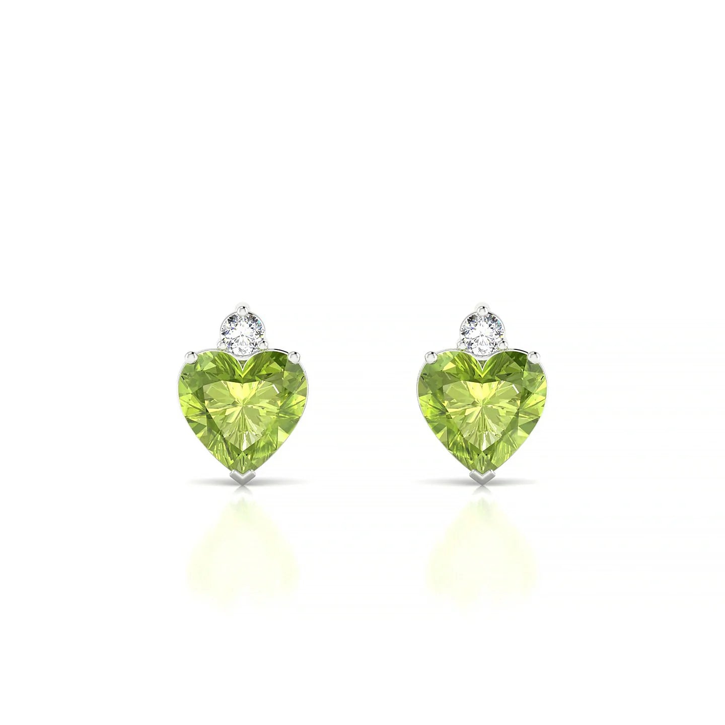 Sparkle | 18k White Gold 6 mm Heart Peridot Earrings