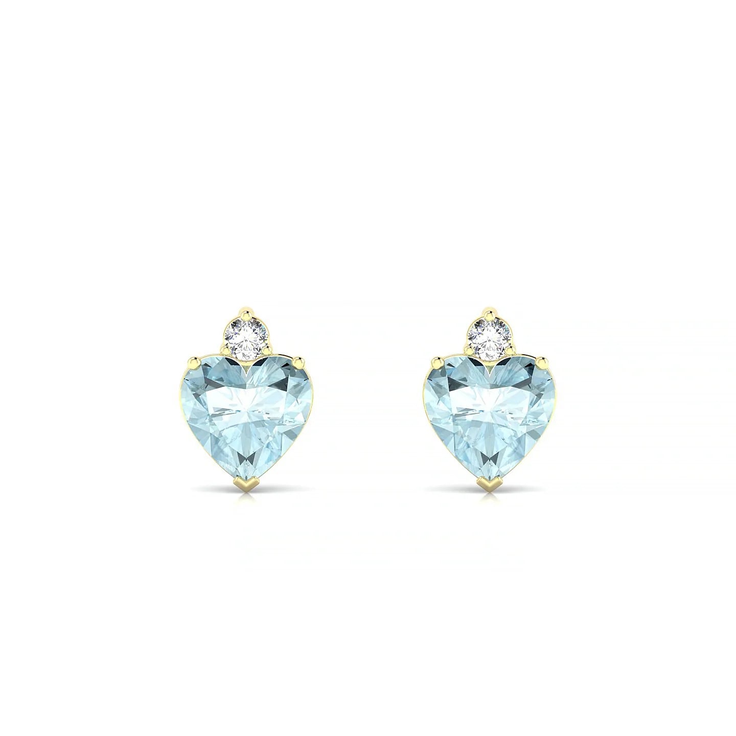 Sparkle | 18k Yellow Gold 6 mm Heart Aquamarine Earrings