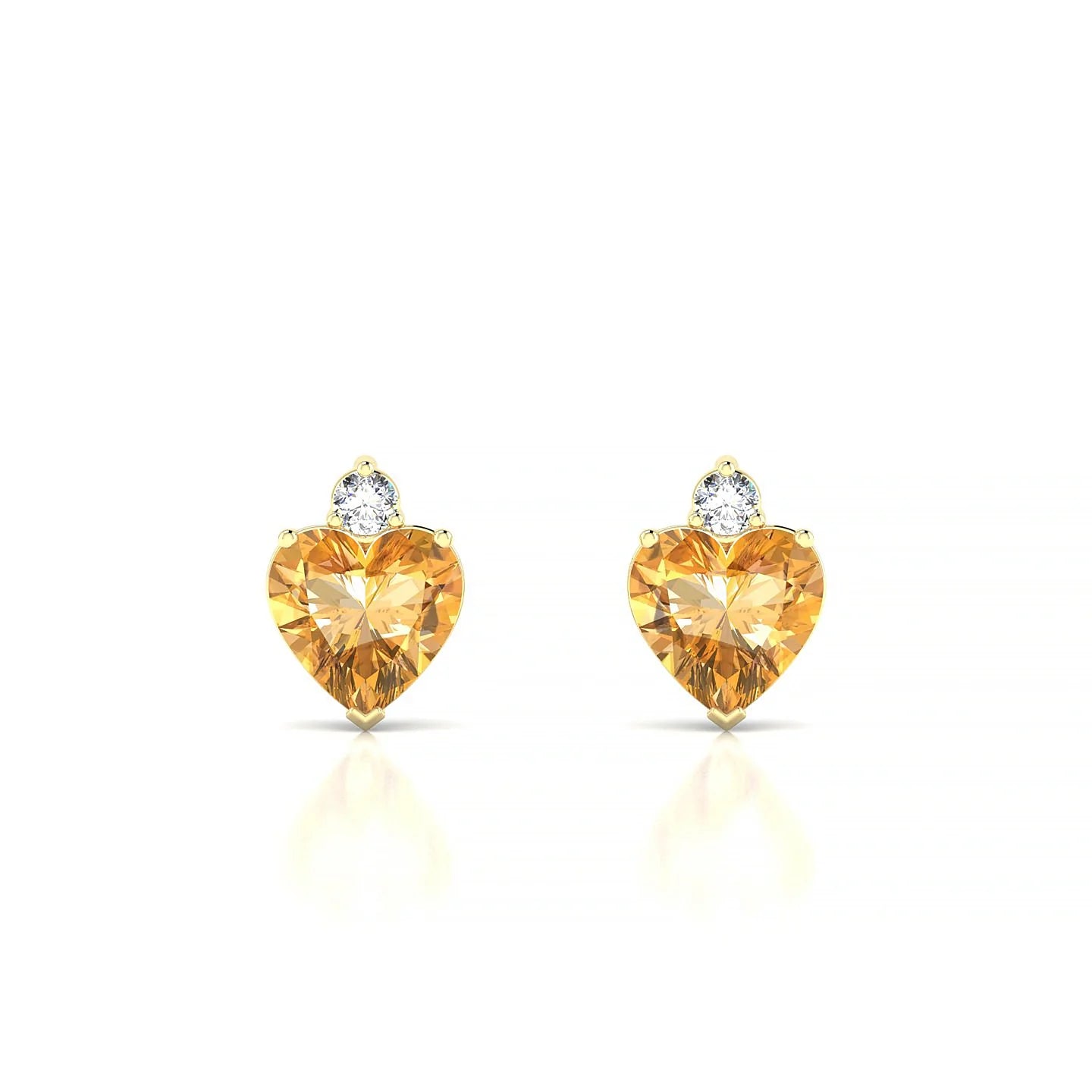 Sparkle | 18k Yellow Gold 6 mm Heart Citrine Earrings