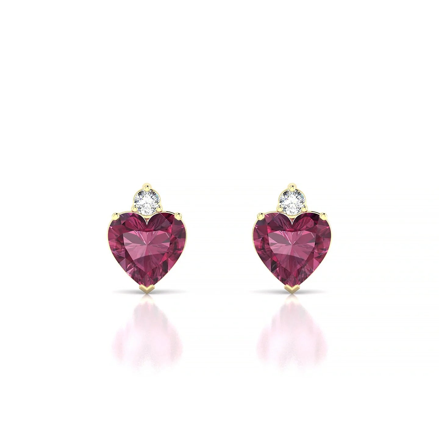 Sparkle | 18k Yellow Gold 6 mm Heart Rhodolite Earrings