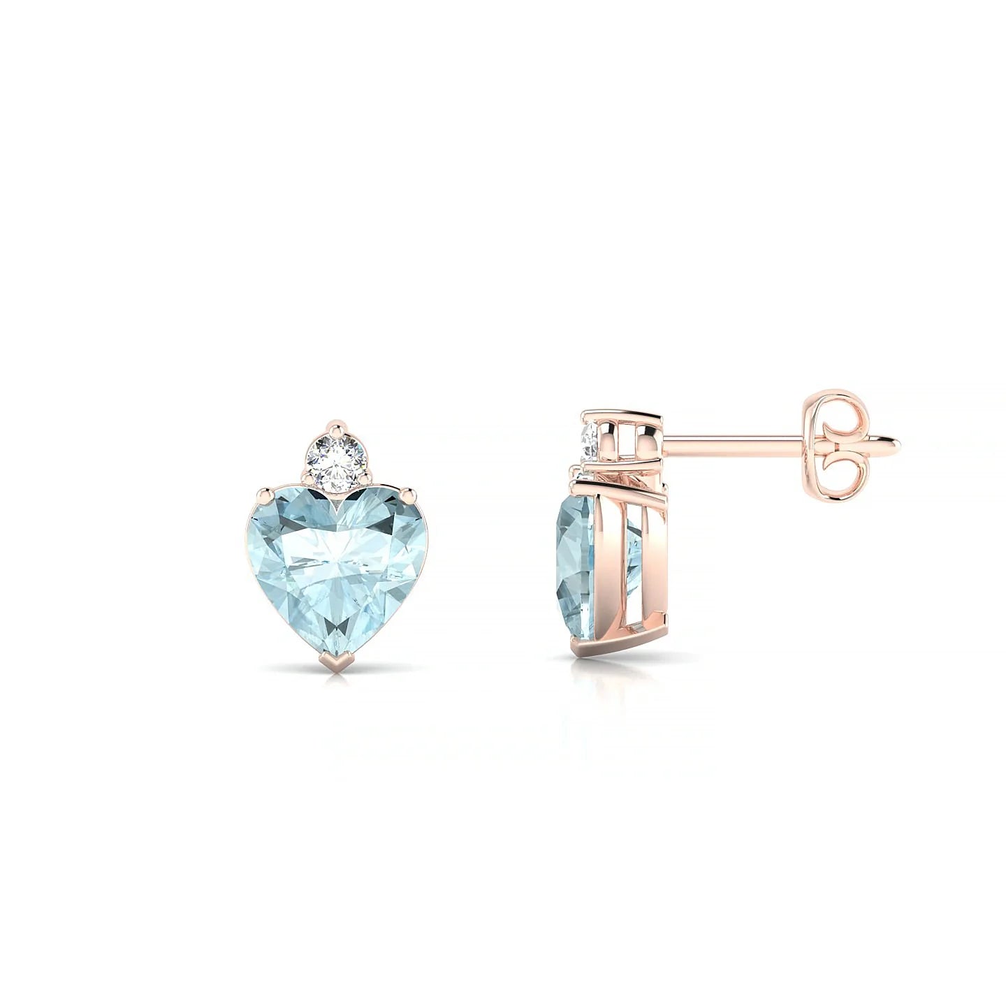 Sparkle | 18k Rose Gold 6 mm Heart Aquamarine Earrings