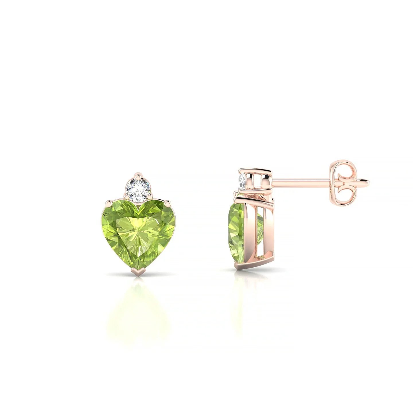 Sparkle | 18k Rose Gold 6 mm Heart Peridot Earrings