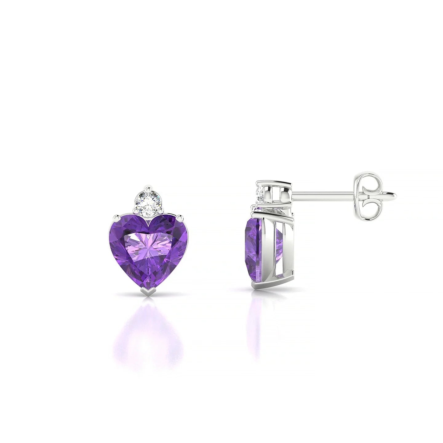 Sparkle | 18k White Gold 6 mm Heart Amethyst Earrings
