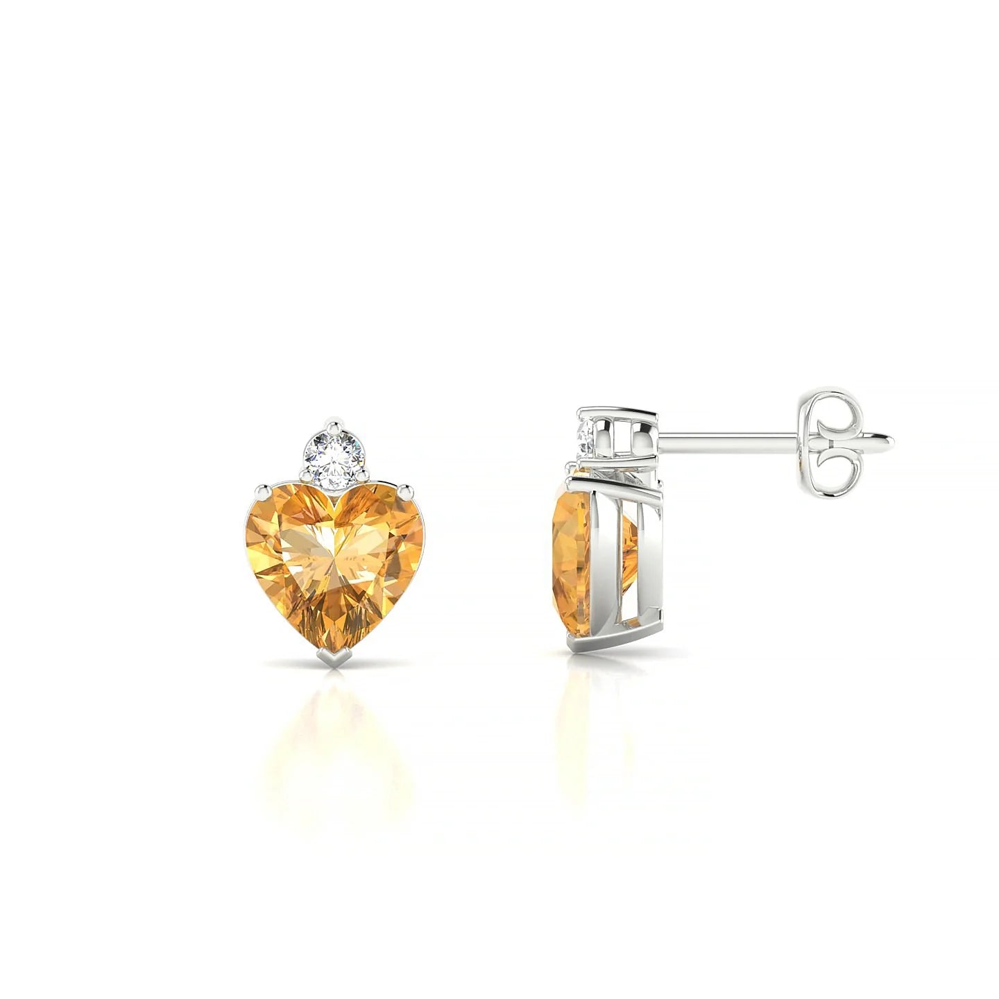 Sparkle | 18k White Gold 6 mm Heart Citrine Earrings