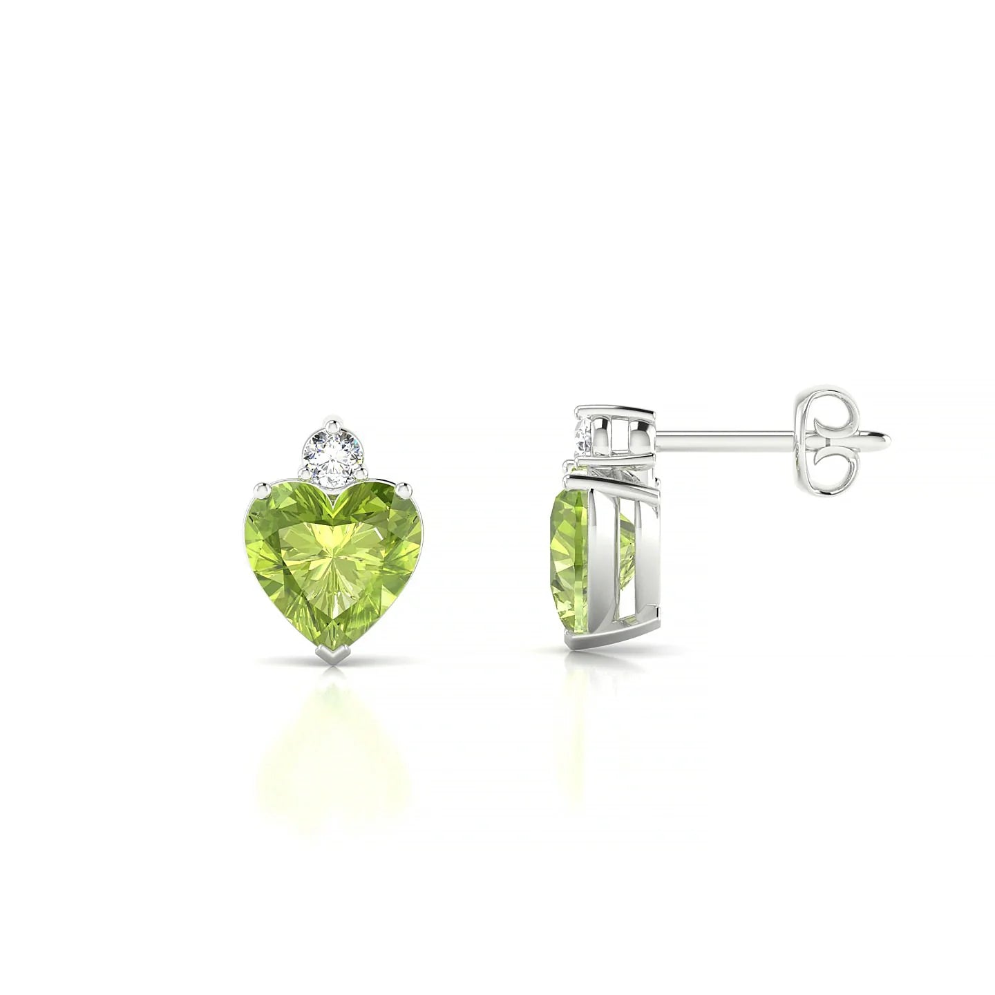 Sparkle | 18k White Gold 6 mm Heart Peridot Earrings